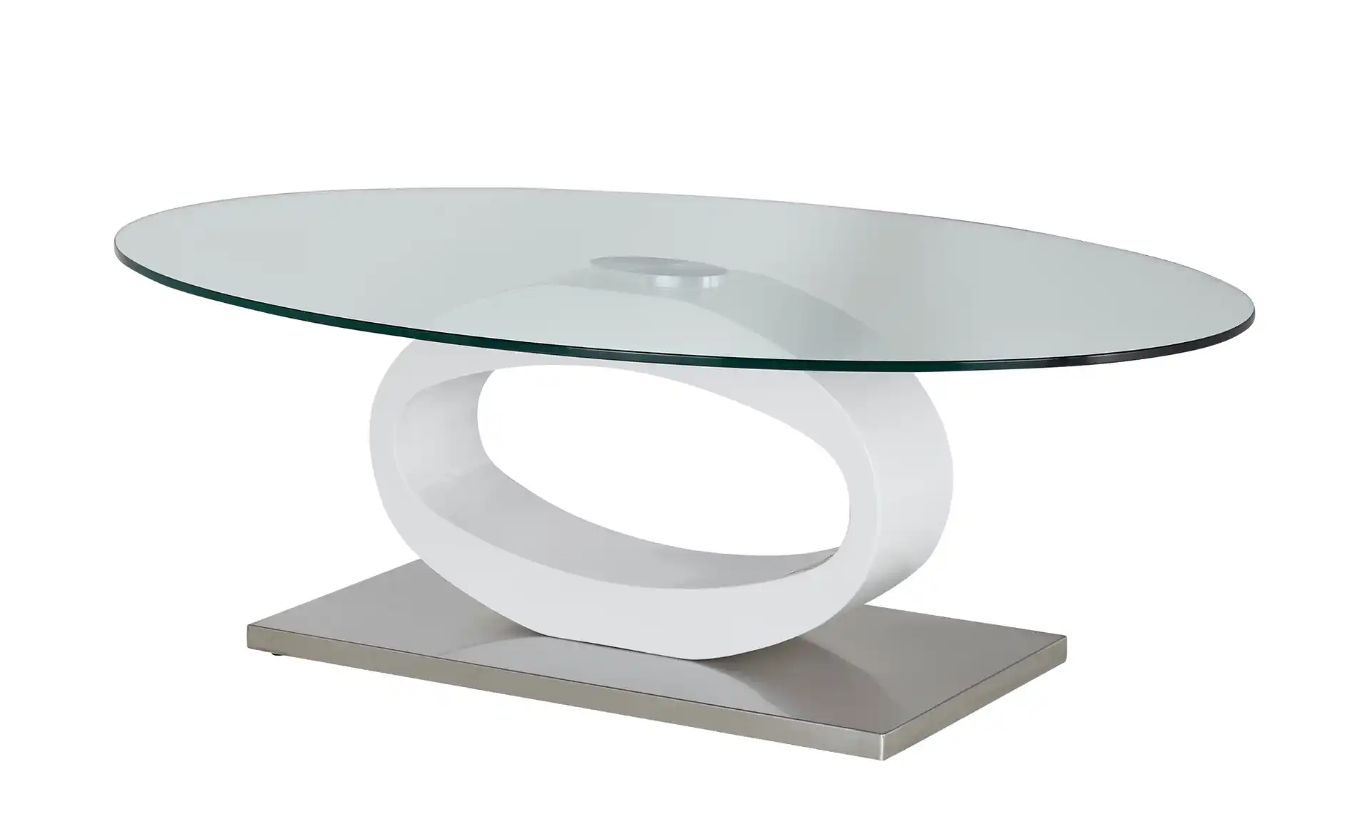 Halle Couchtisch Glas Metall Weiß 0