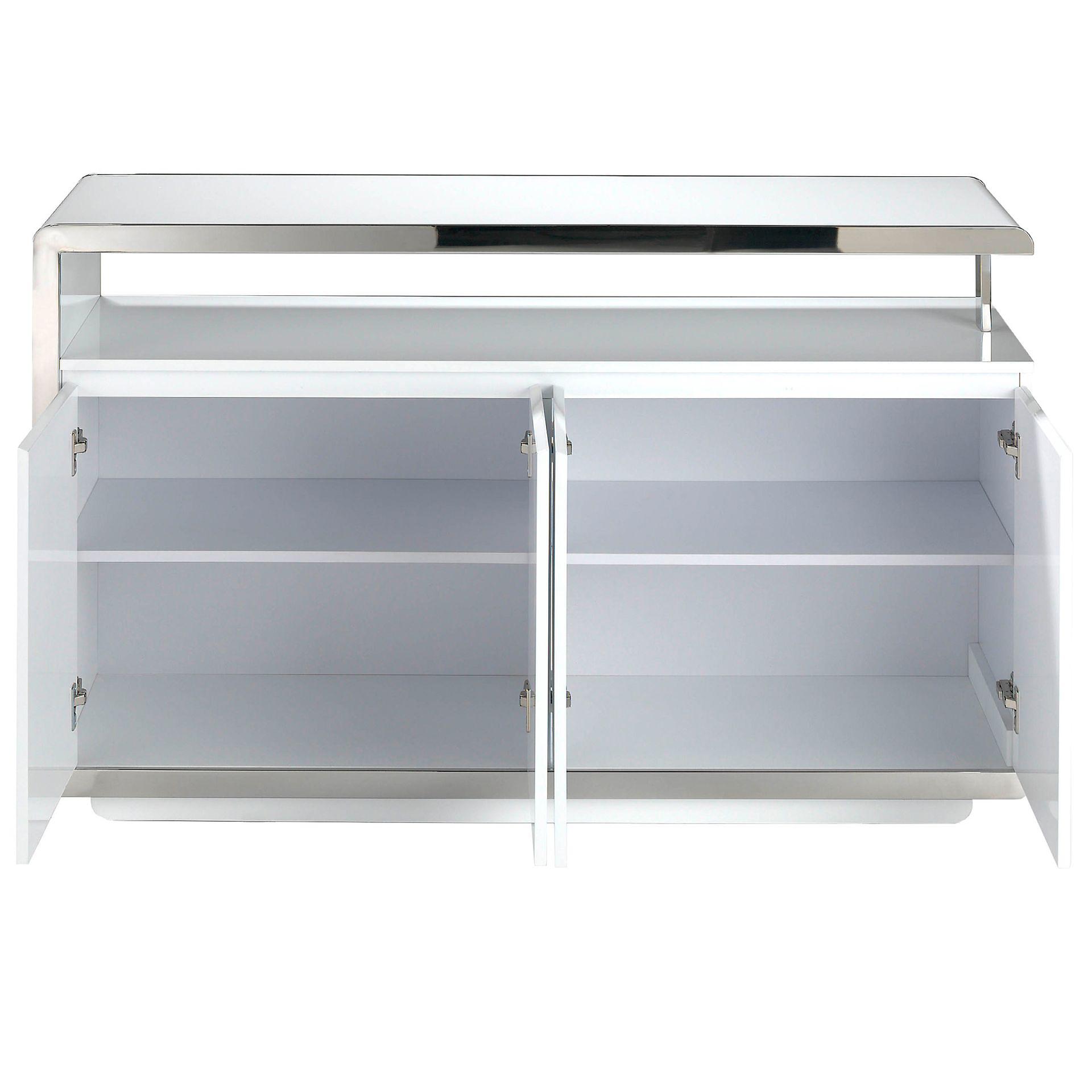 3055 Sideboard Verchromter Stahl Weiß 3