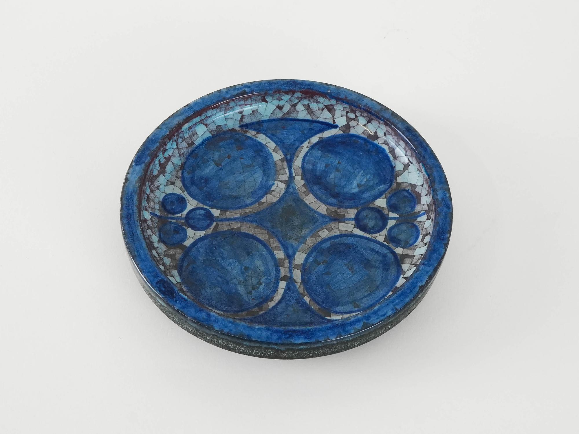 Ceramic plate Blue 1960s 4