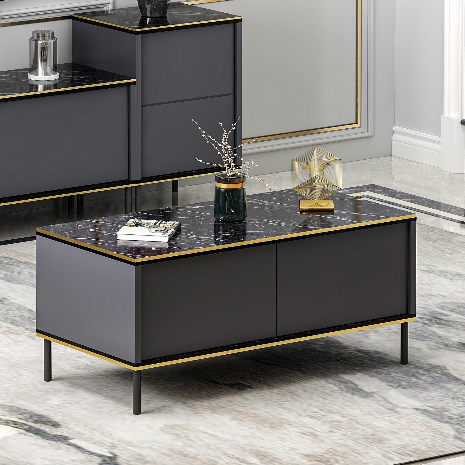 Coffee table wood veneer anthracite 2