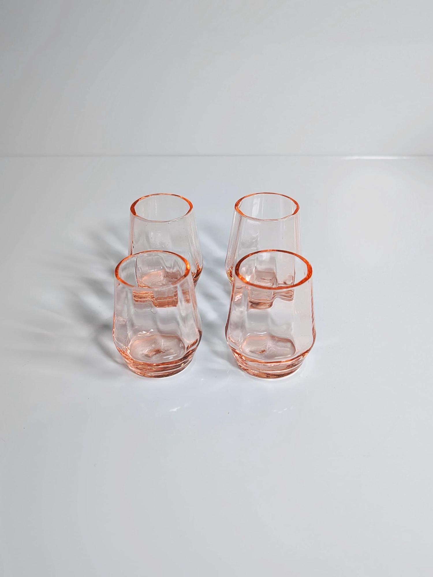 Art Deco Likör Set Glas Rosa 1920er Jahre 2
