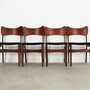4x Vintage Stuhl Teakholz Textil Braun 1960er Jahre 1