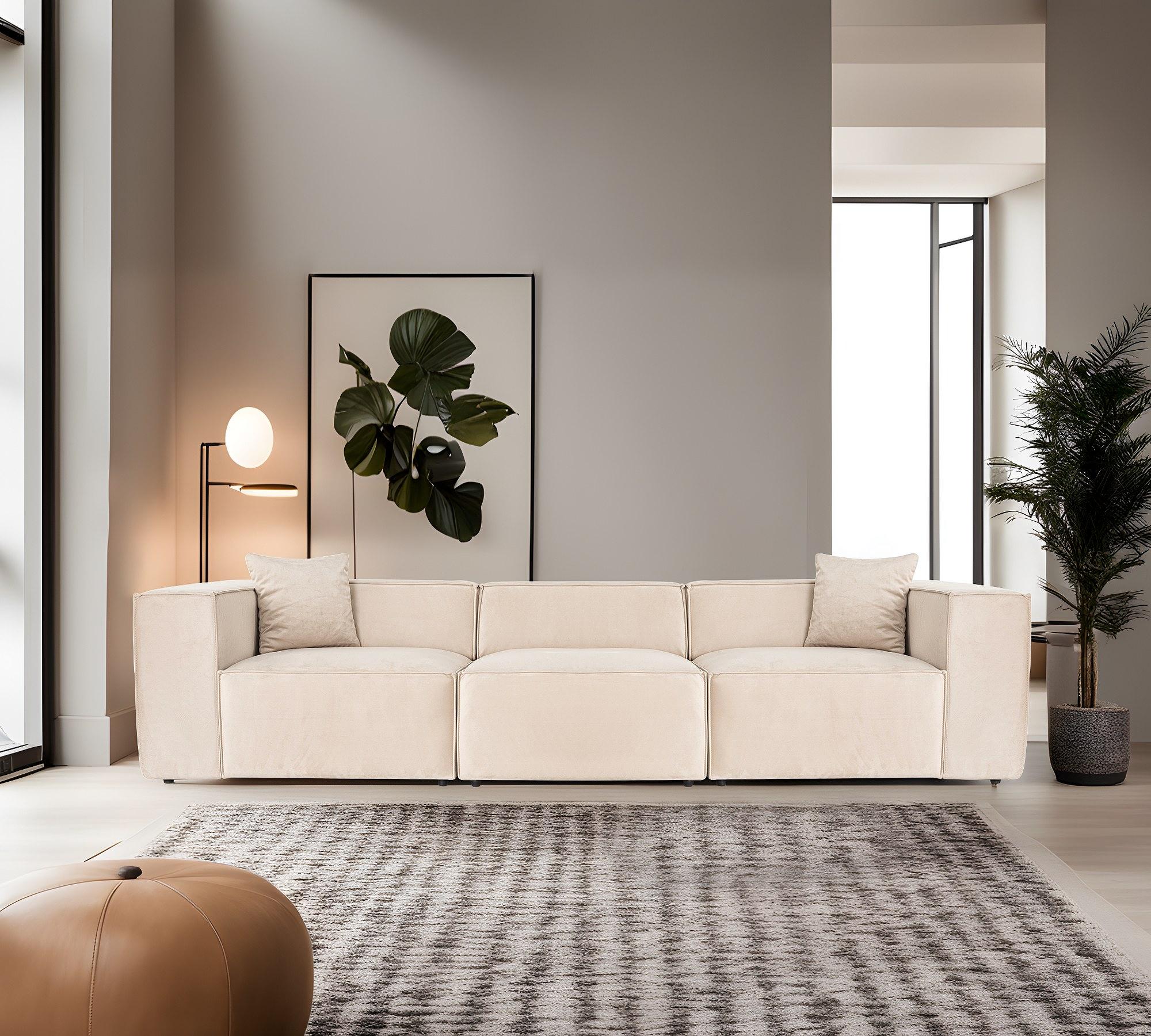 Lora 3-Sitzer Sofa Creme 1