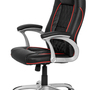 Executive chair faux leather black red 2