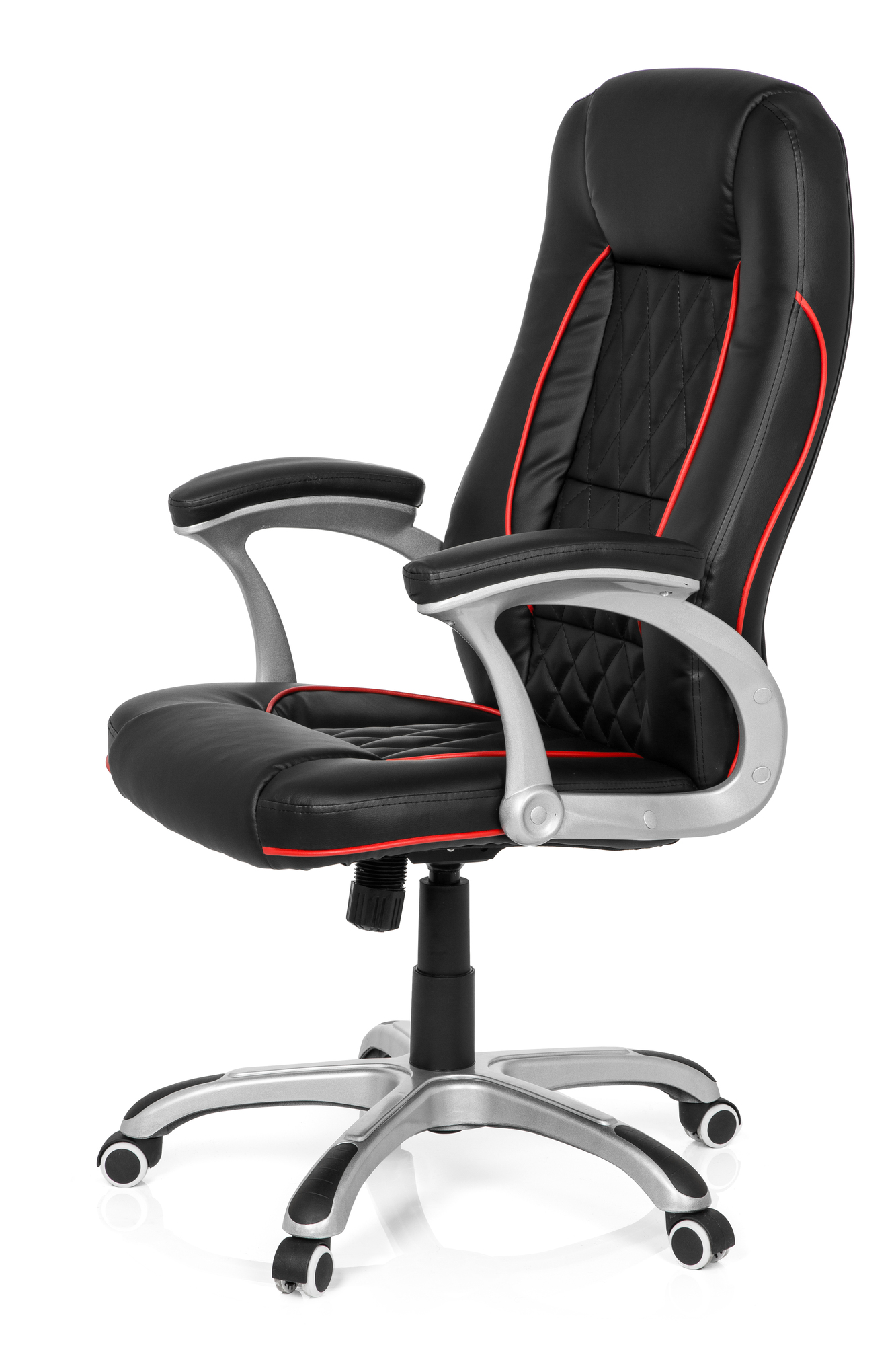 Executive chair faux leather black red 2