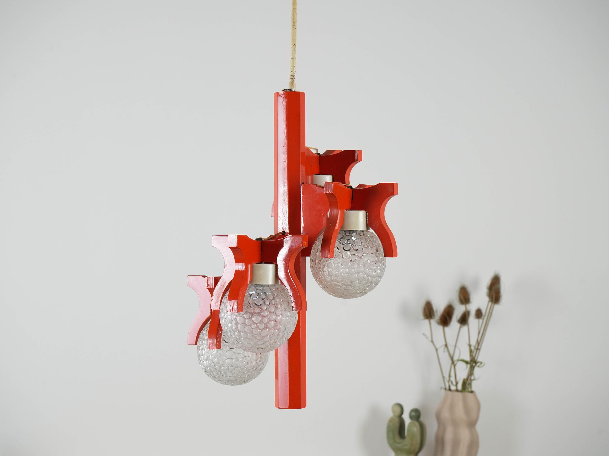 Space Age Pendant Lamp Orange 1970s 3