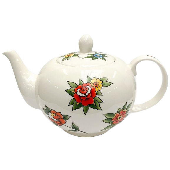 Tattoo Teapot Ceramic White 0