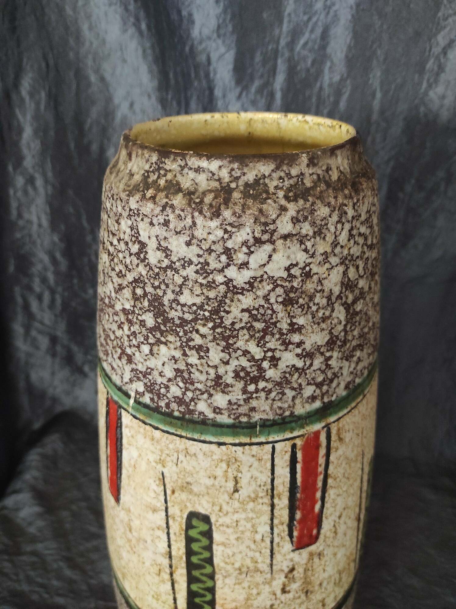 Vintage Vase Keramik Mehrfarbig 1960er Jahre 2