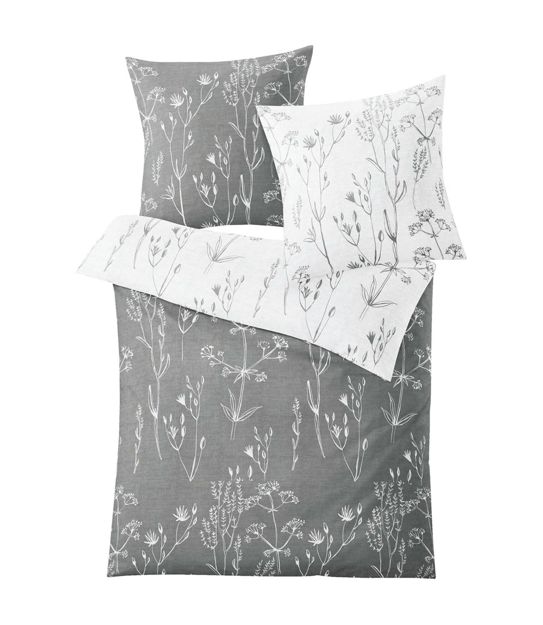 2-Tlg. Bettwäsche Set Mako-Satin Grau 0