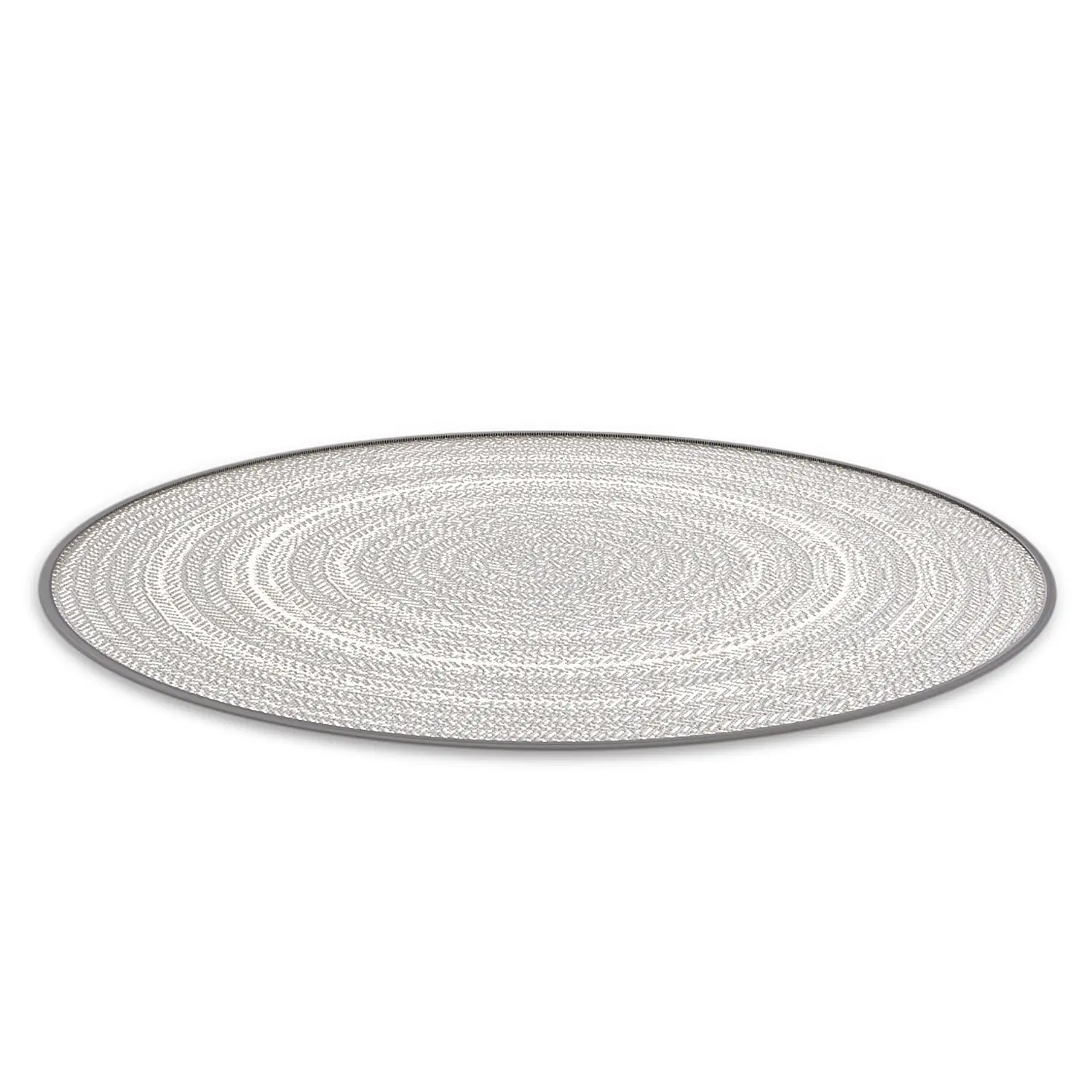 Essenza VI In-/Outdoorteppich Hellgrau Weiß Ø 120cm 3