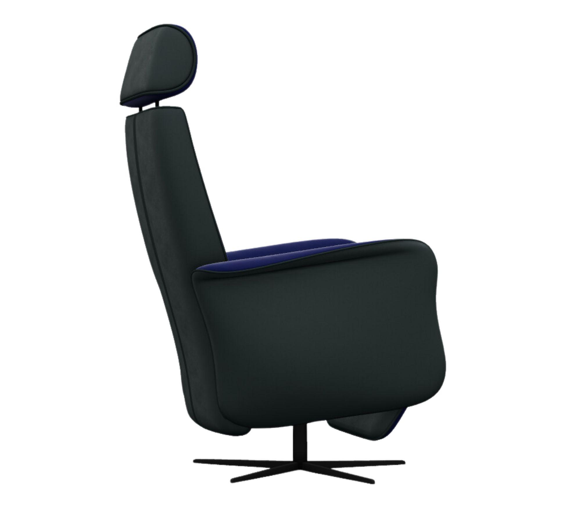 Fåret Sessel Samt Anilinleder Solemio Blau 3