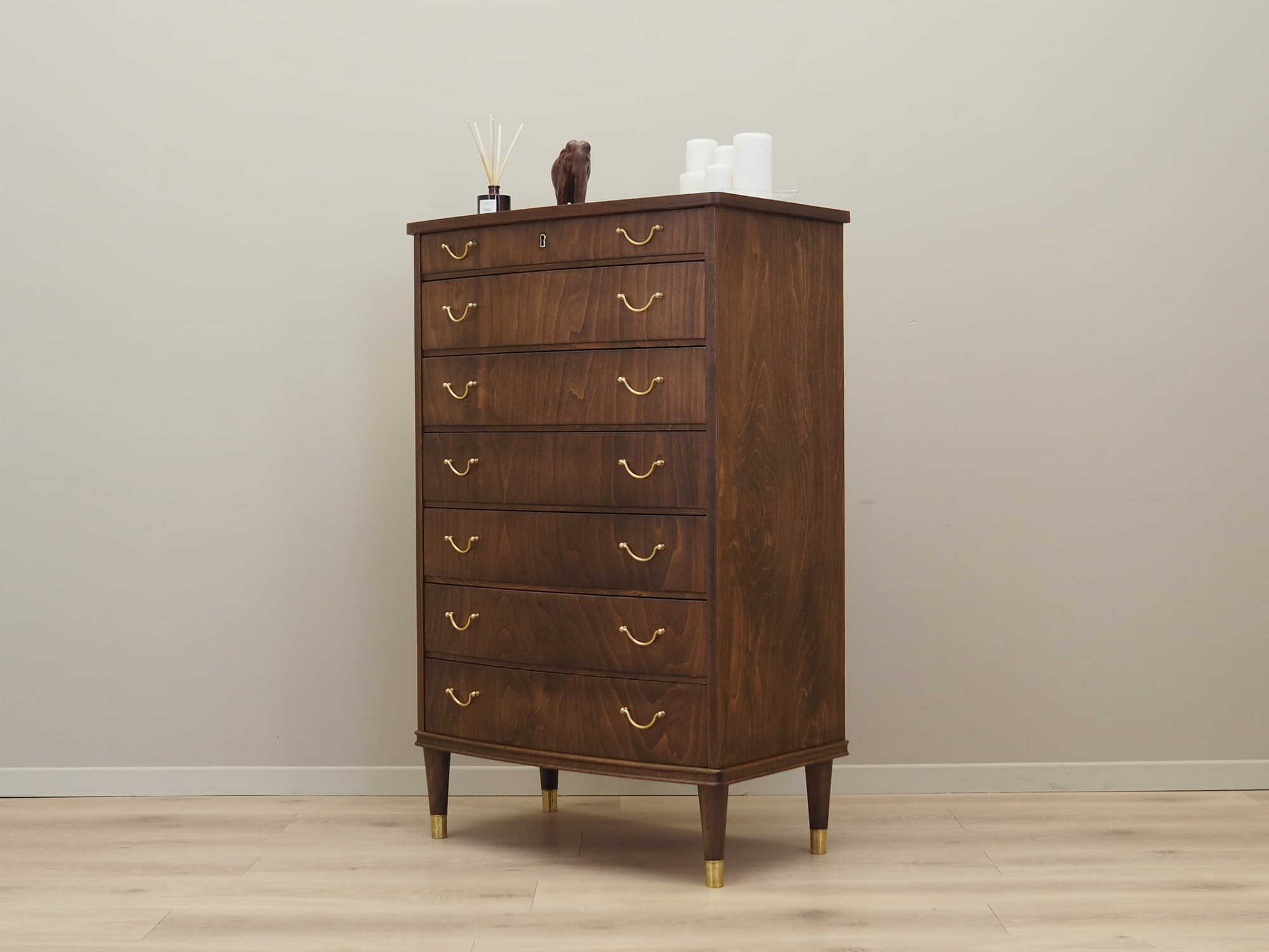 Cassettiera vintage in legno di noce marrone anni '60 2