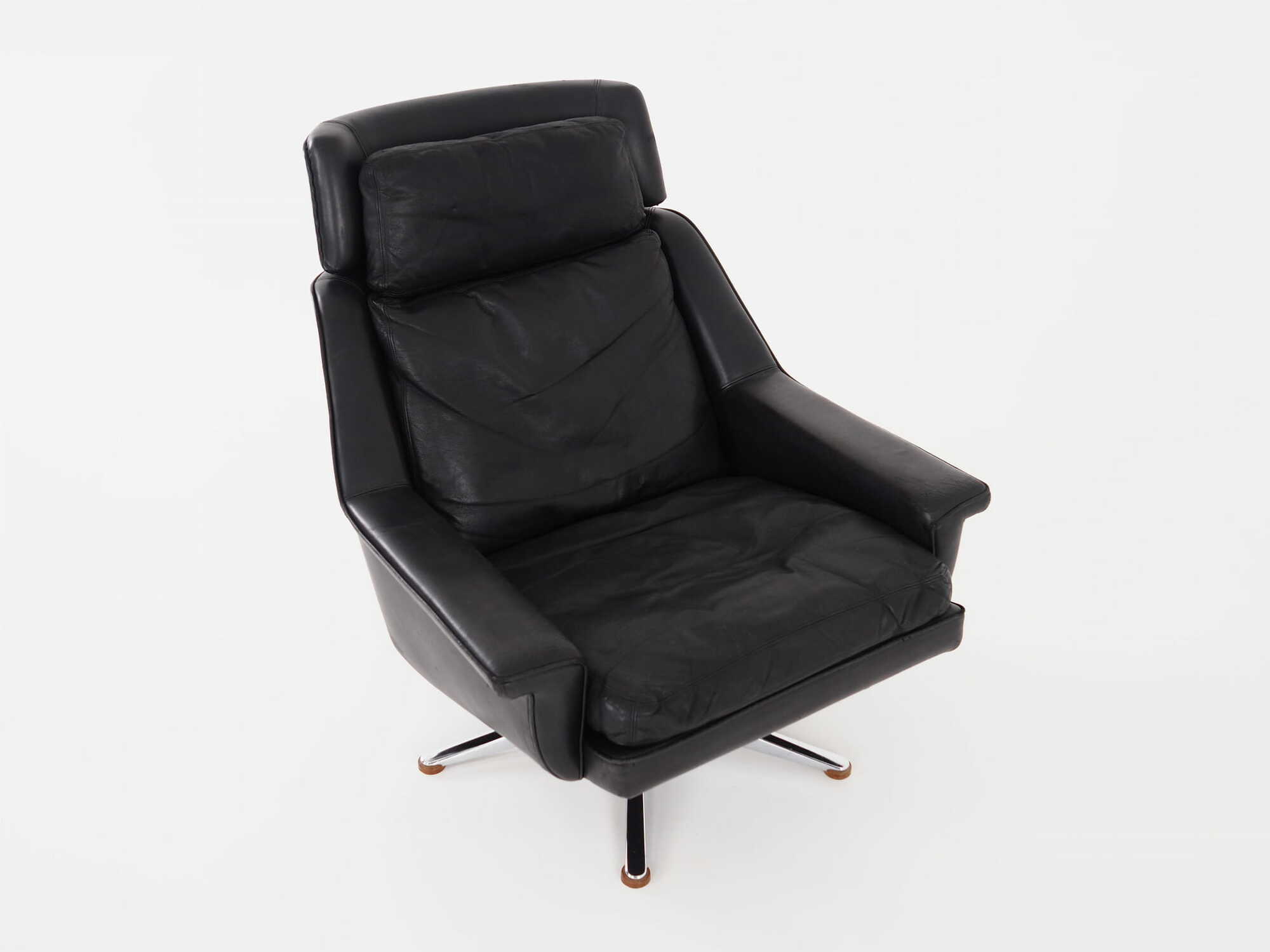 Vintage office chair leather black 1970s 9