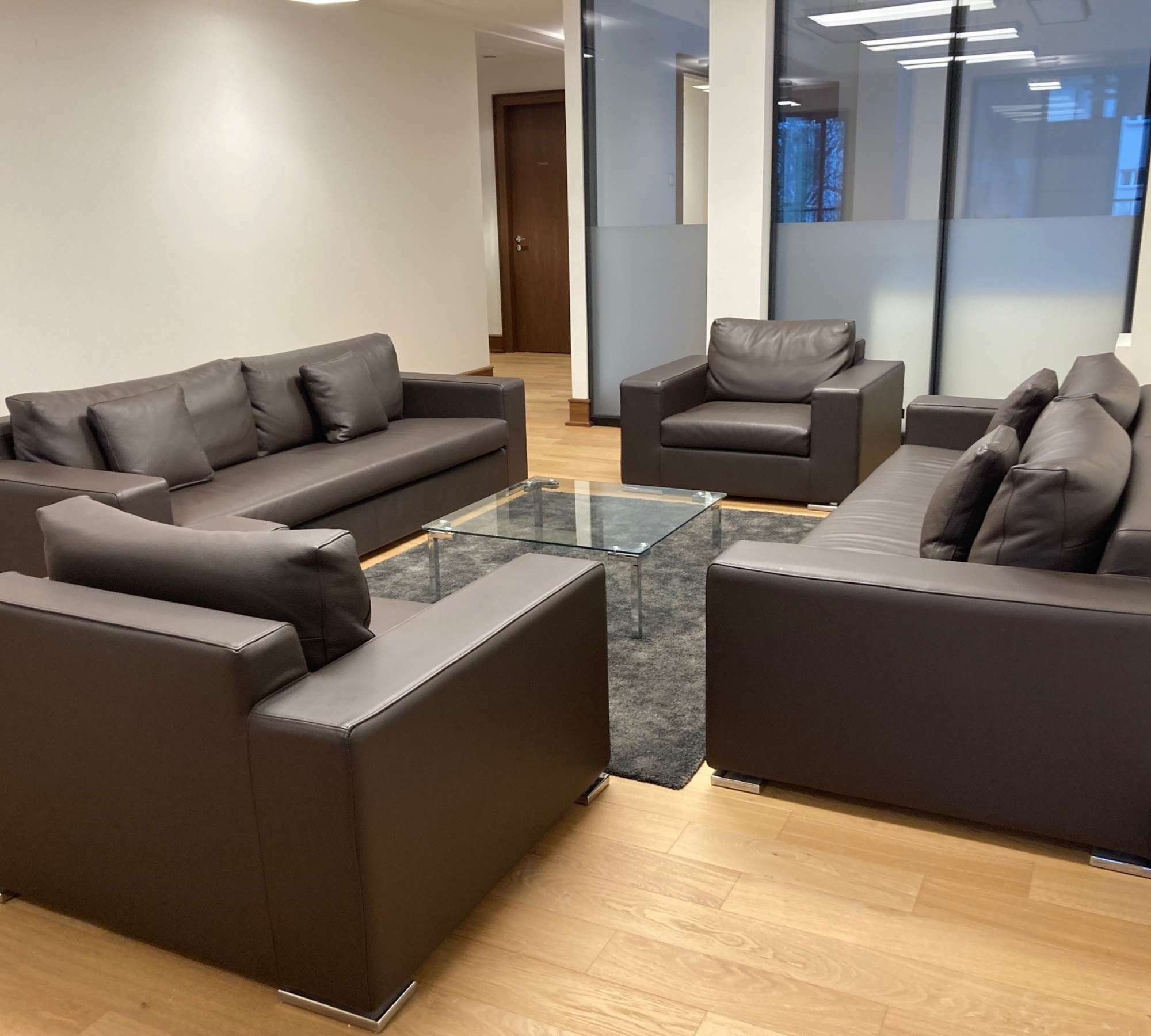 6-tlg. Sofa Lounge Set Leder Braun  0