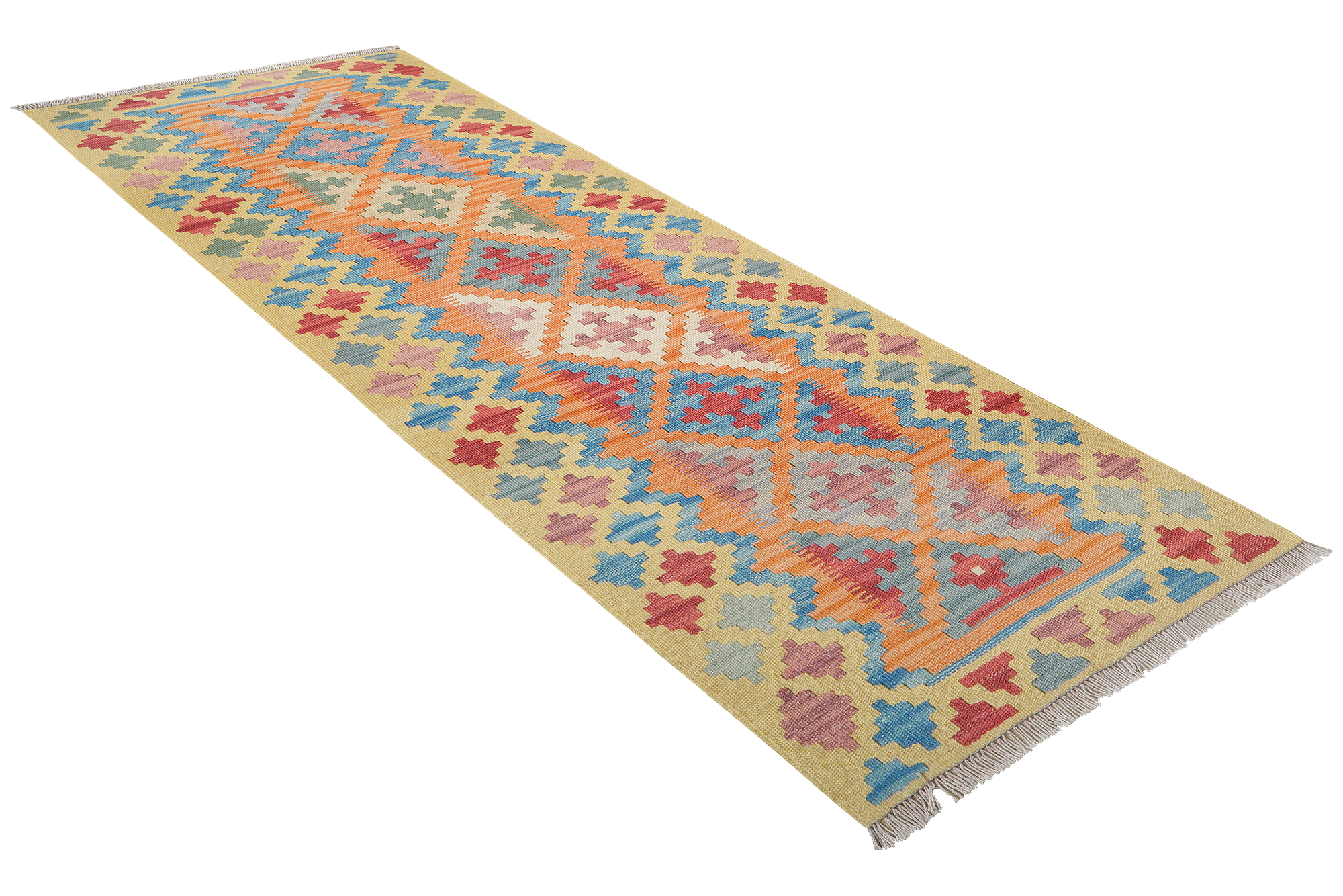 Tappeto Kilim Ghashghai Lana Arancione 2