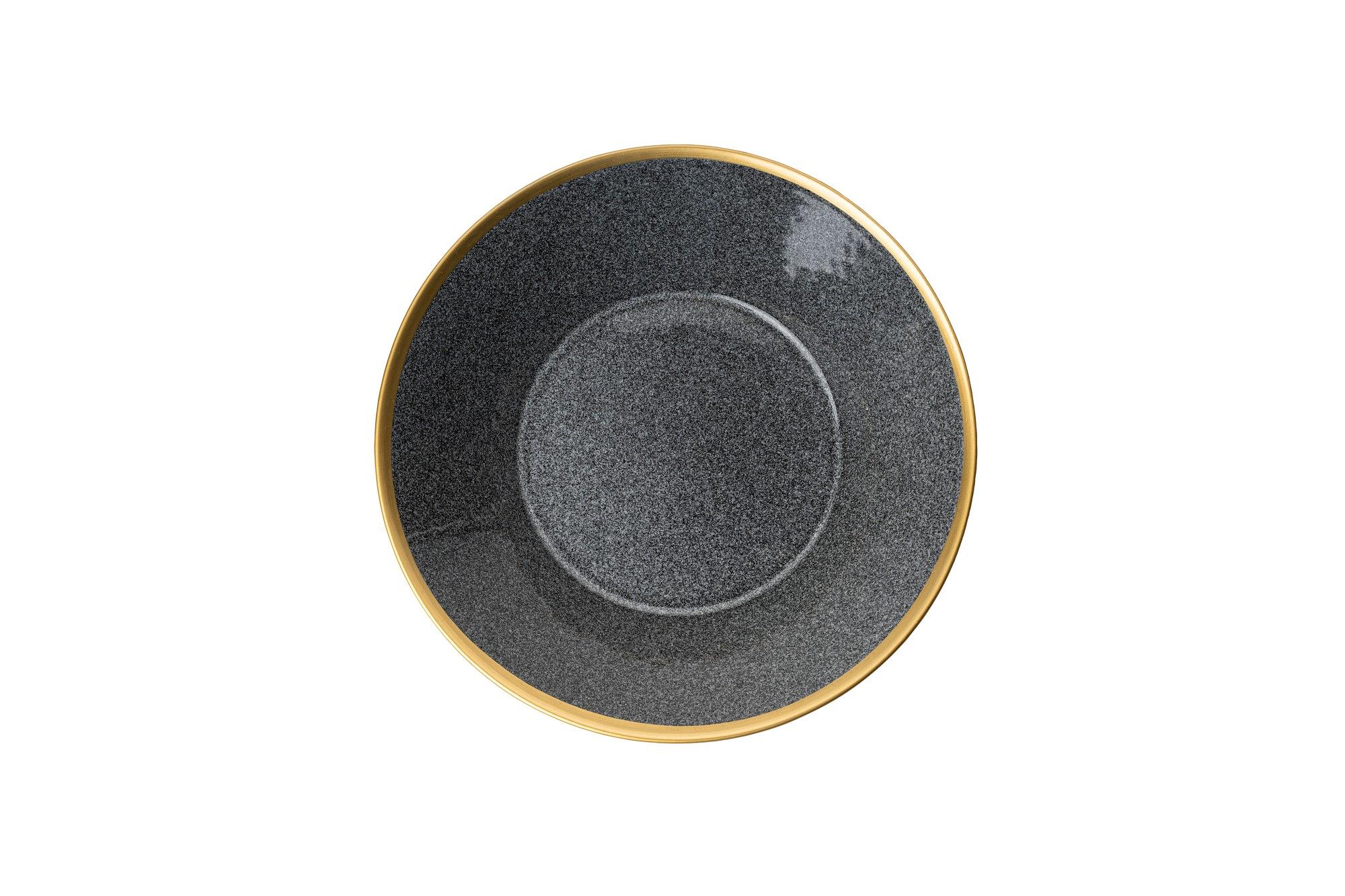 Geschirrset 16-tlg. Porzellan Schwarz Gold 4 Personen 3