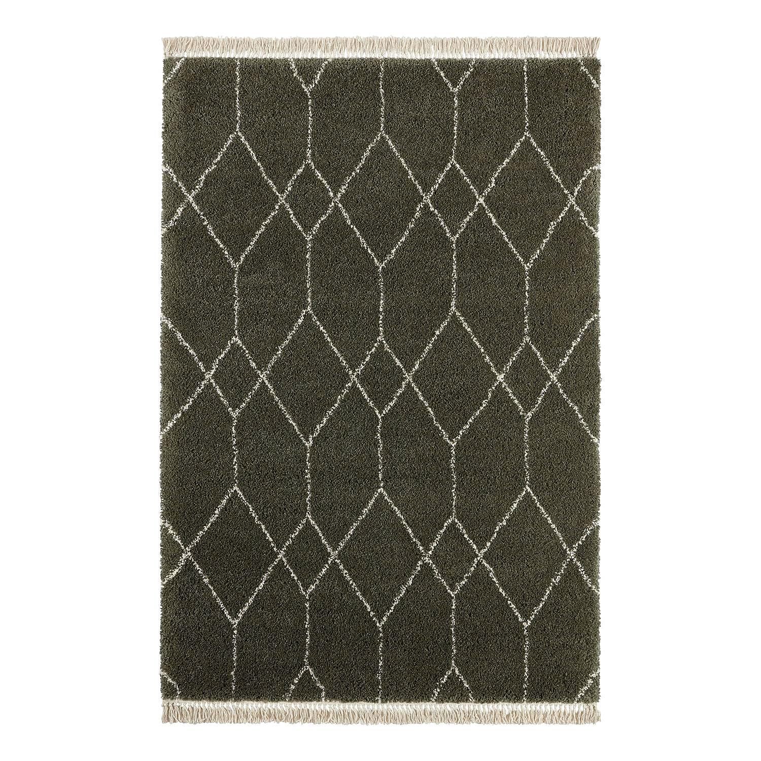 Panihe Hochflorteppich Grün Beige 80 x 150 cm 0