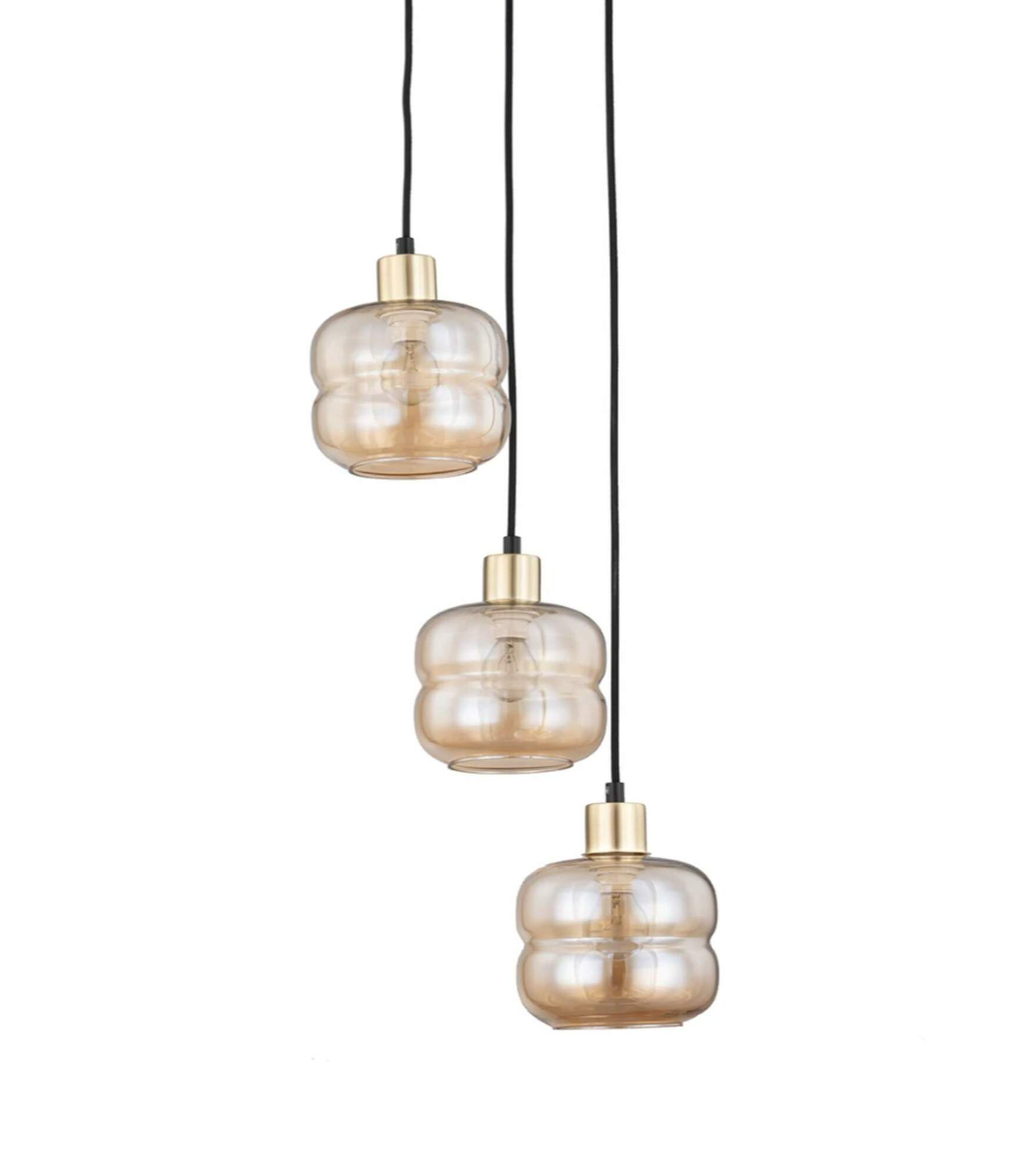 Pendelleuchte 3-flammig Glas Metall Gold 1