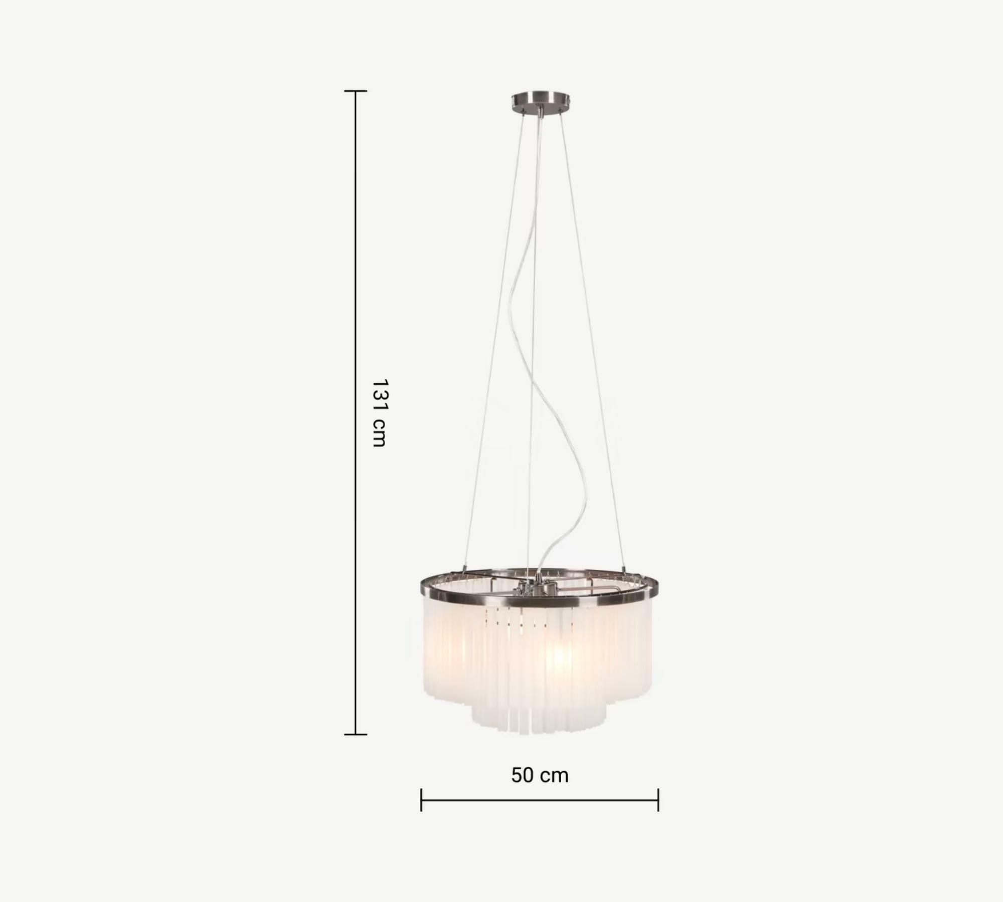 Opulenter Kronleuchter Ophelia aus Milchglas und Chrom  3