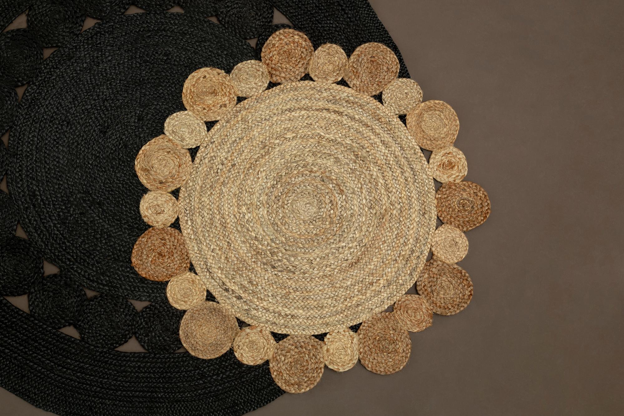 Bosie Demir Runder Schwarzer Jute-Teppich 3