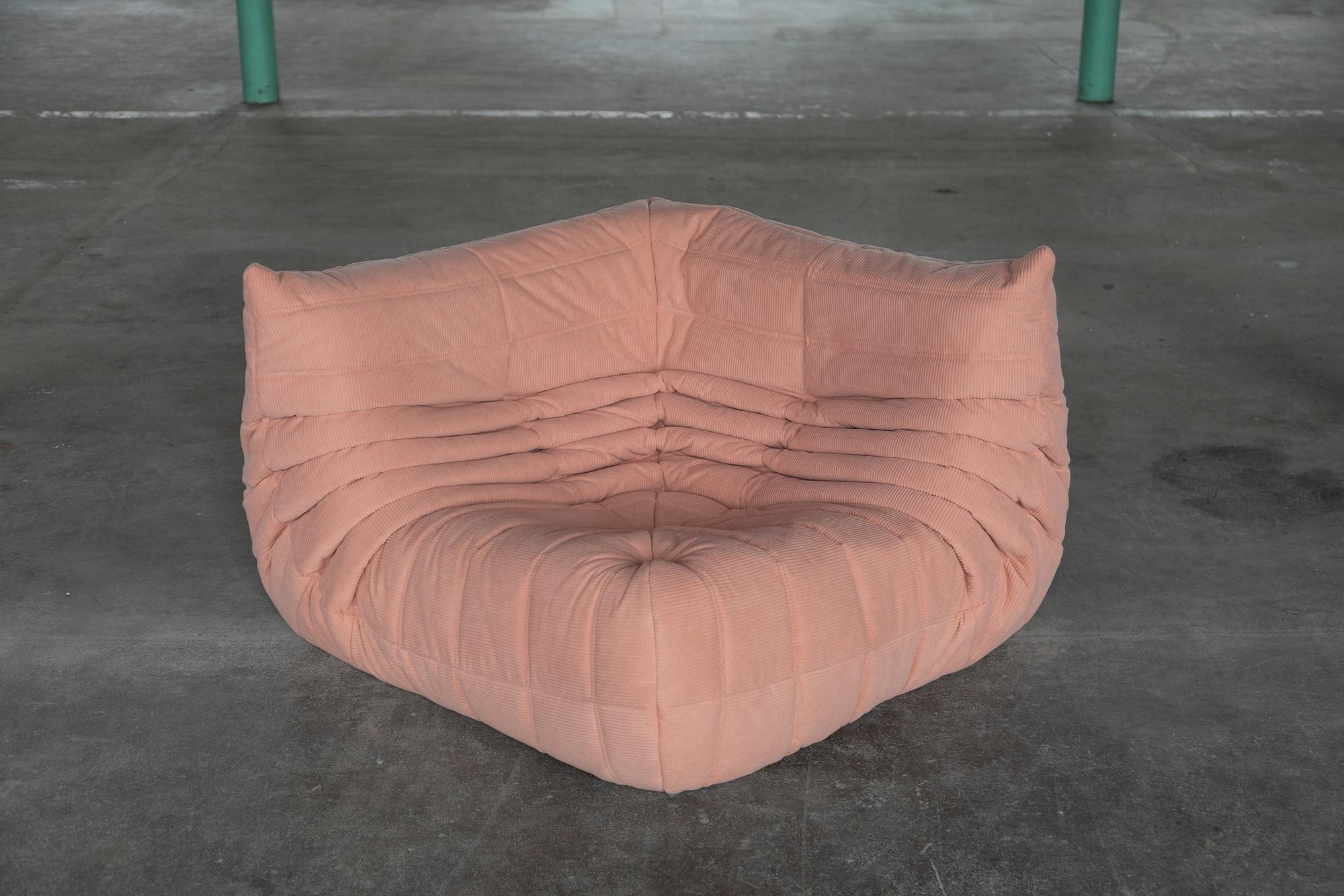 Togo Corner Sofa Cord Pink 4