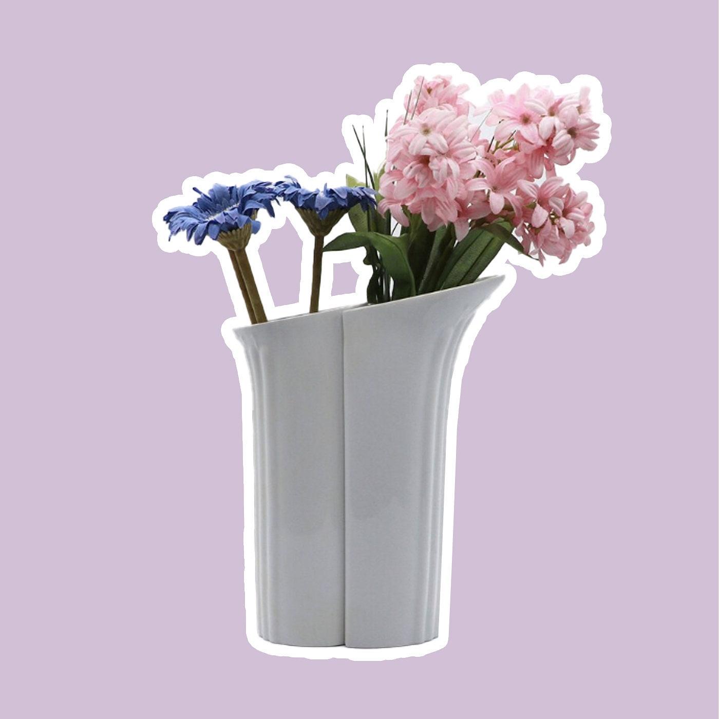 2x Vintage Vase Keramik Weiß 1970er Jahre 0