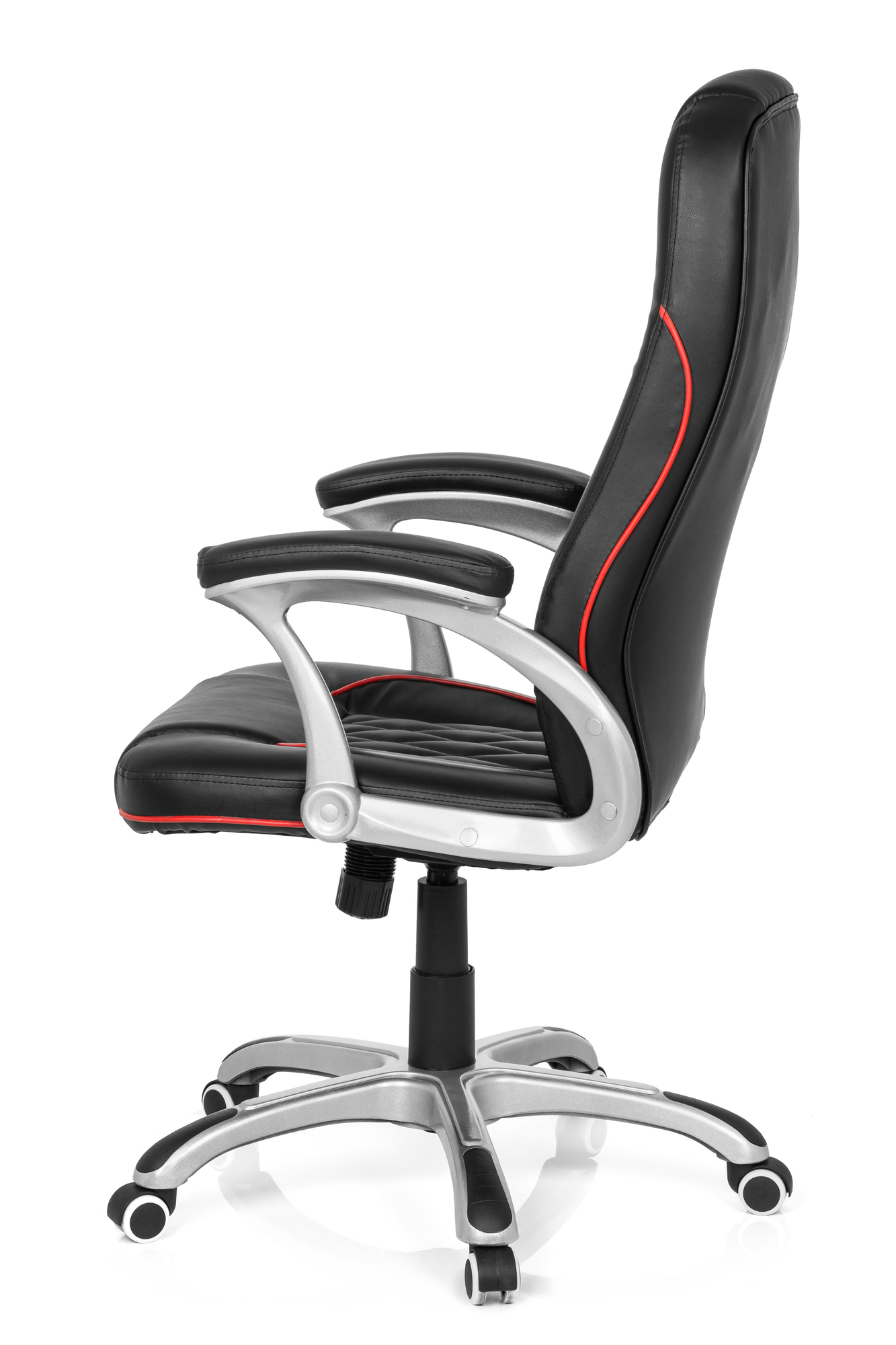 Executive chair faux leather black red 3