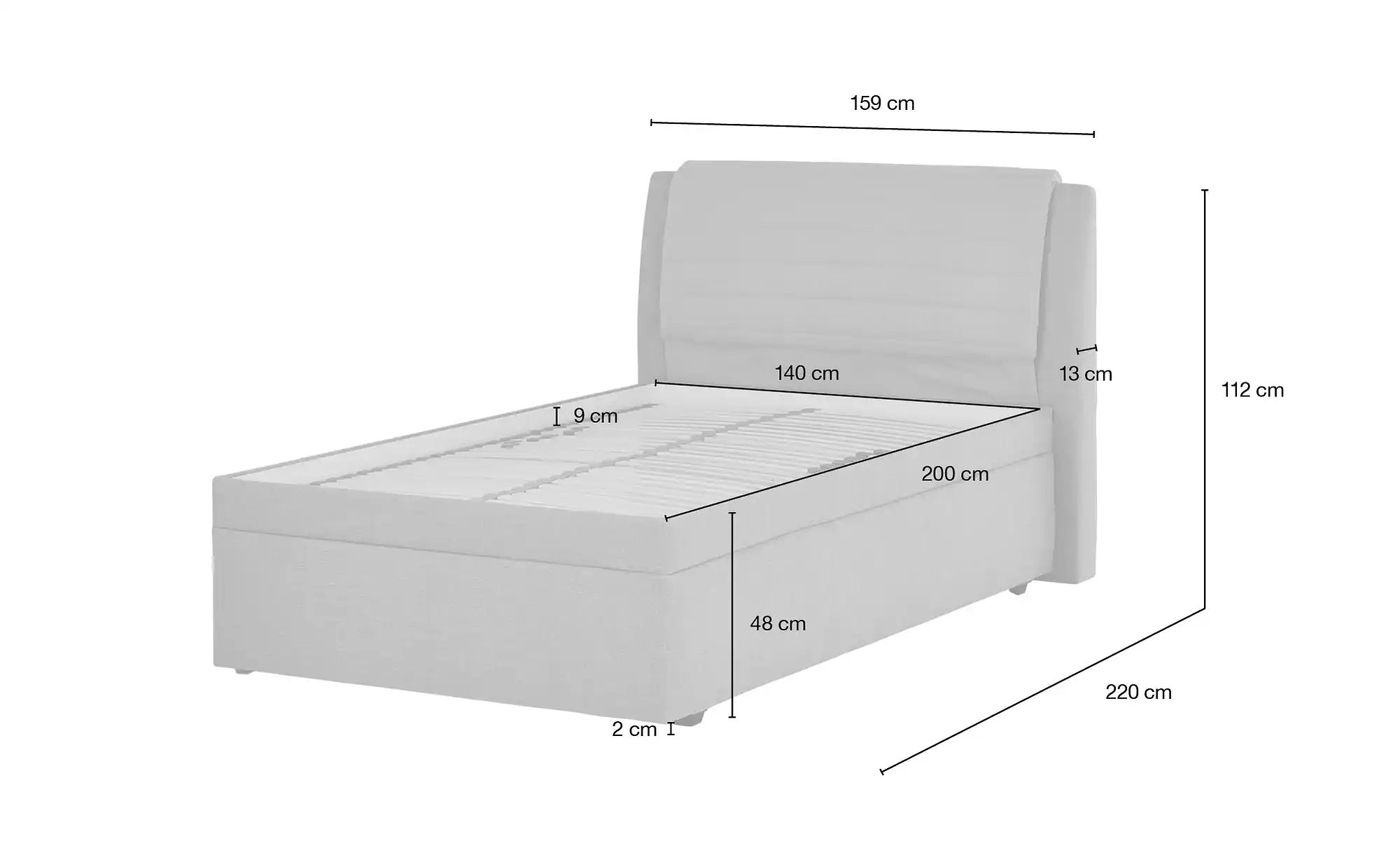 Polsterbett mit Stauraum Grau 9