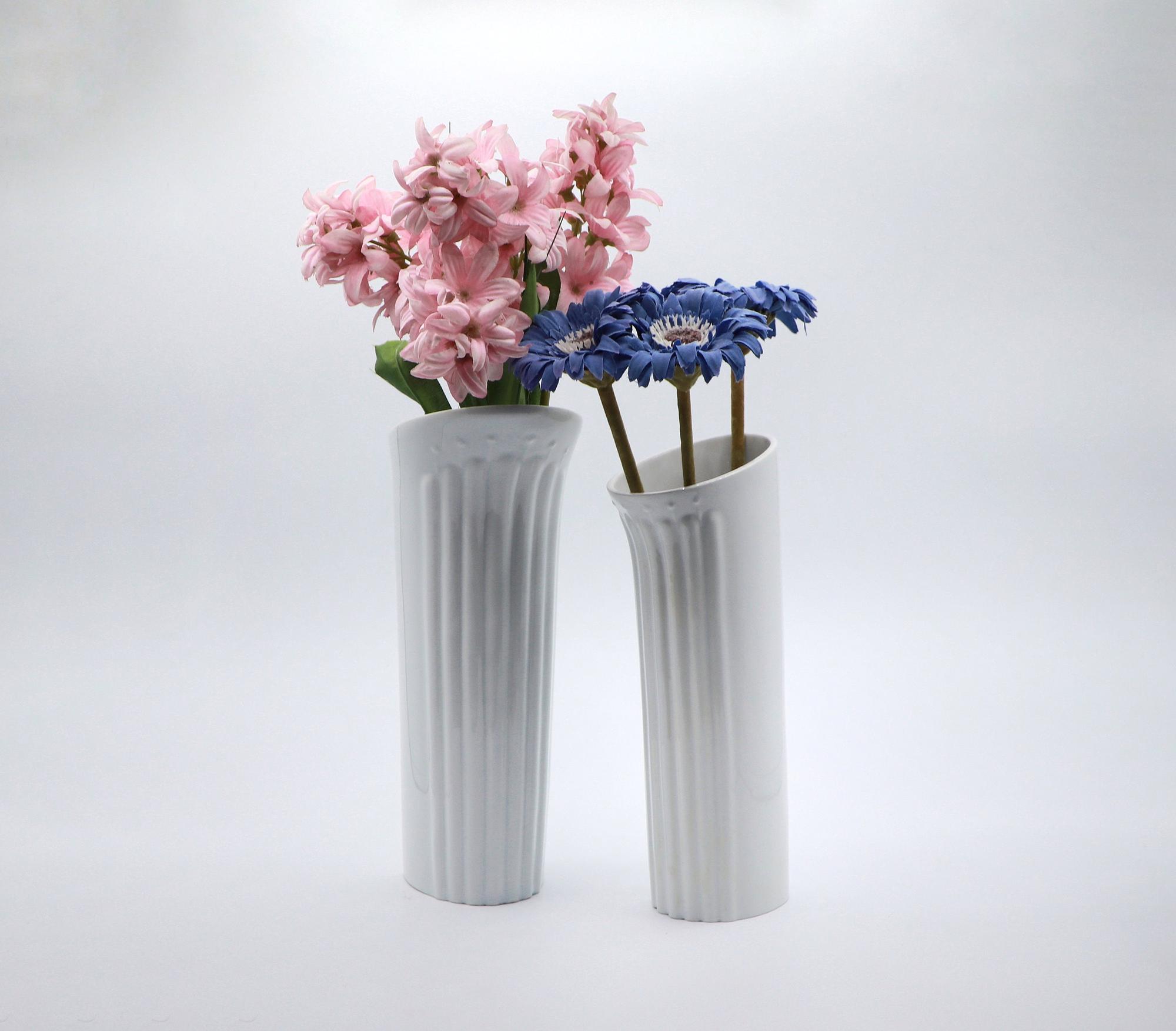 2x Vintage Vase Keramik Weiß 1970er Jahre 1