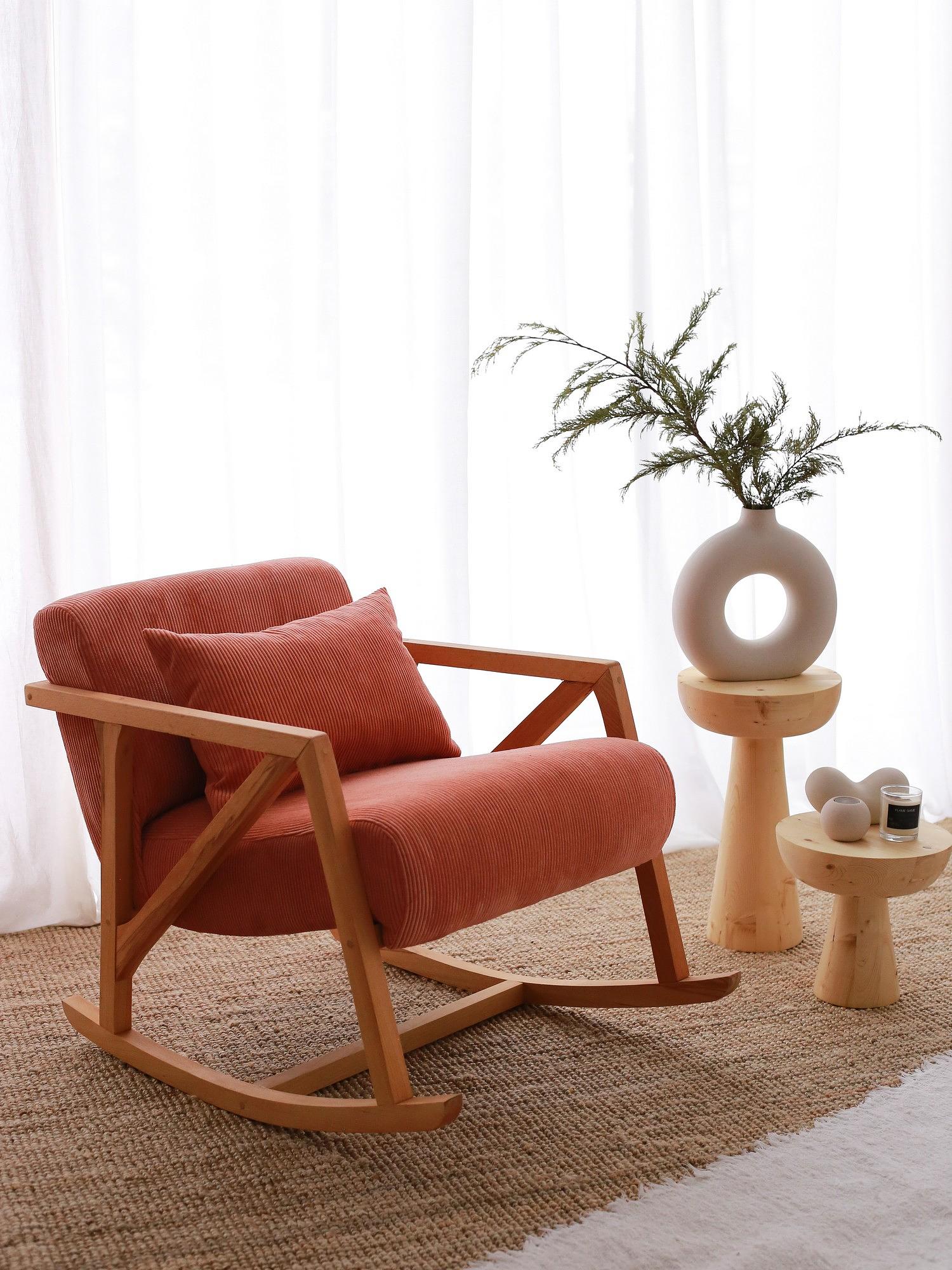 Nini Rocking Children's Armchair Velvet Vermilion 1