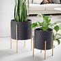 Flower Pot Otuto Set of 2 Aluminum Black 2
