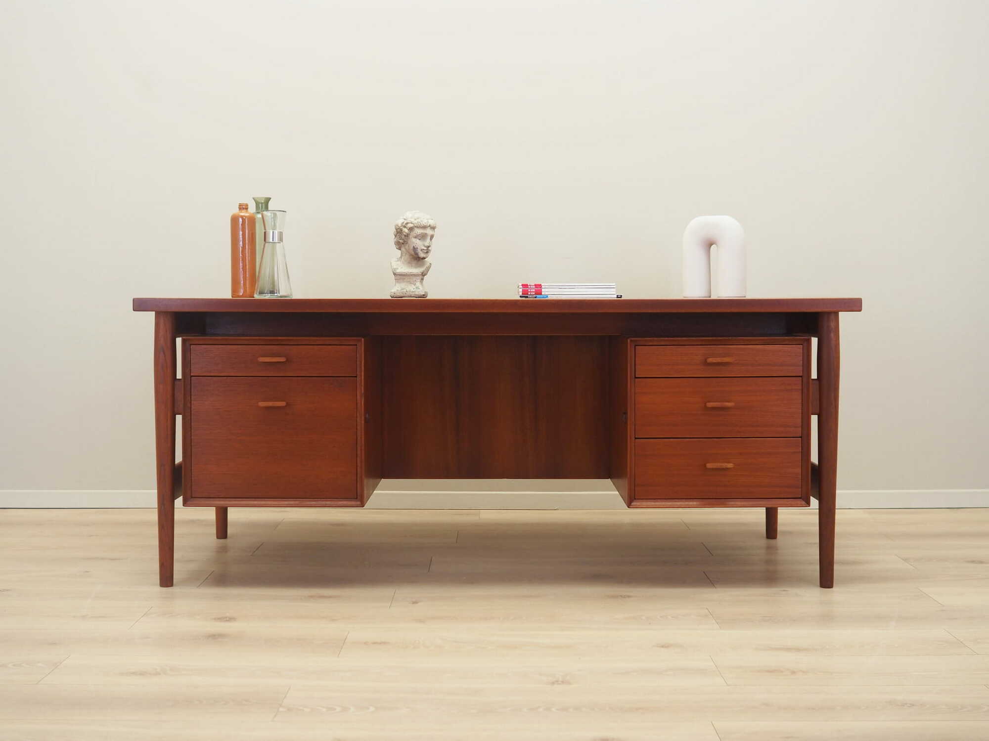 Desk Teak Wood Brown 1960s 1