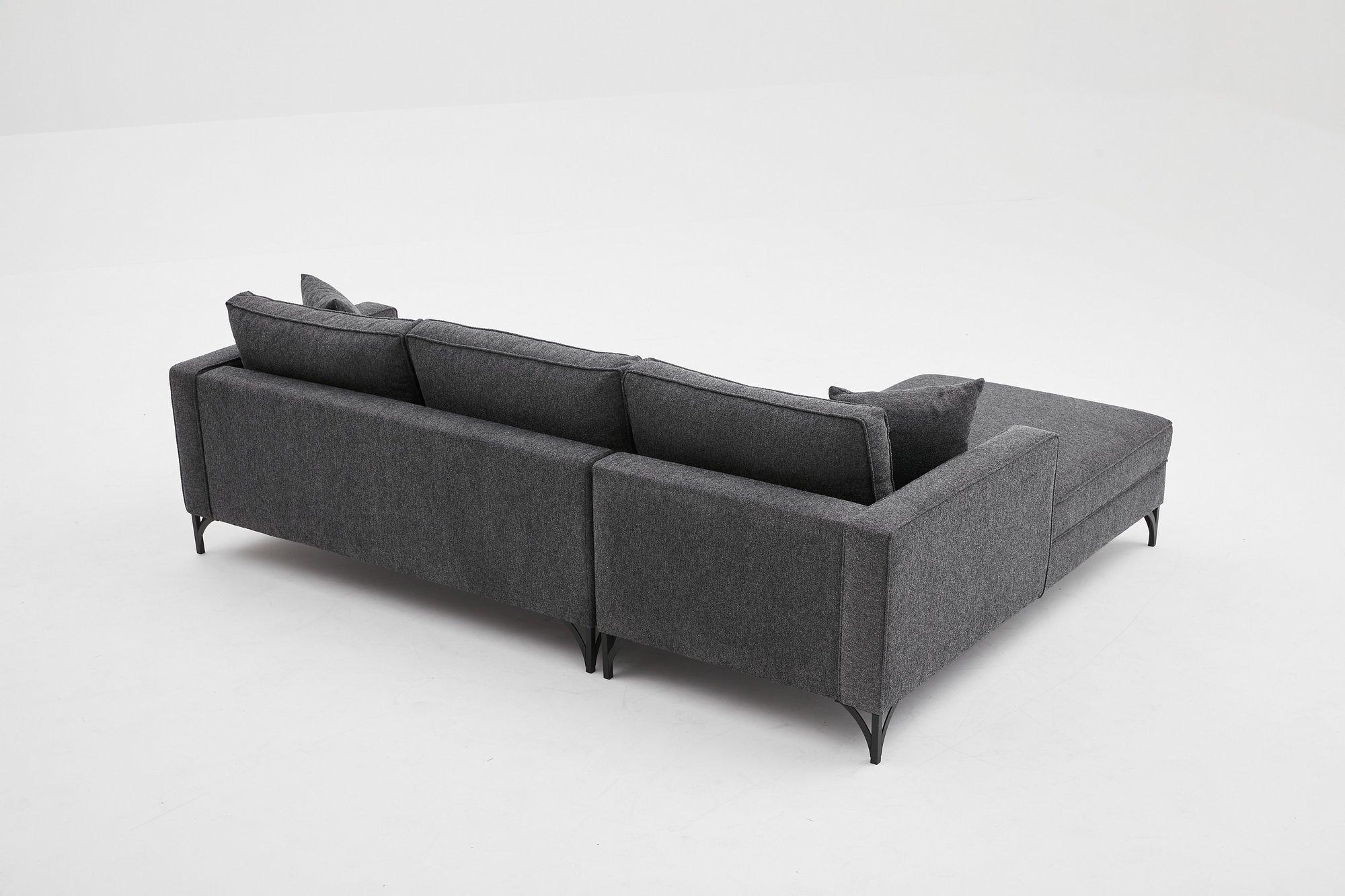 Lima Sofa Récamiere Links Anthrazit mit schwarzen Beinen 5
