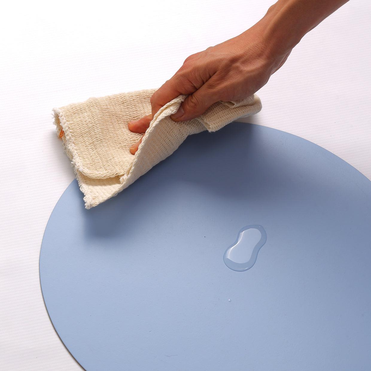 Placemat Round 100% Recycled Leather Sky Blue 4