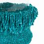Windlicht XXL Glas Baumwolle Blau 1