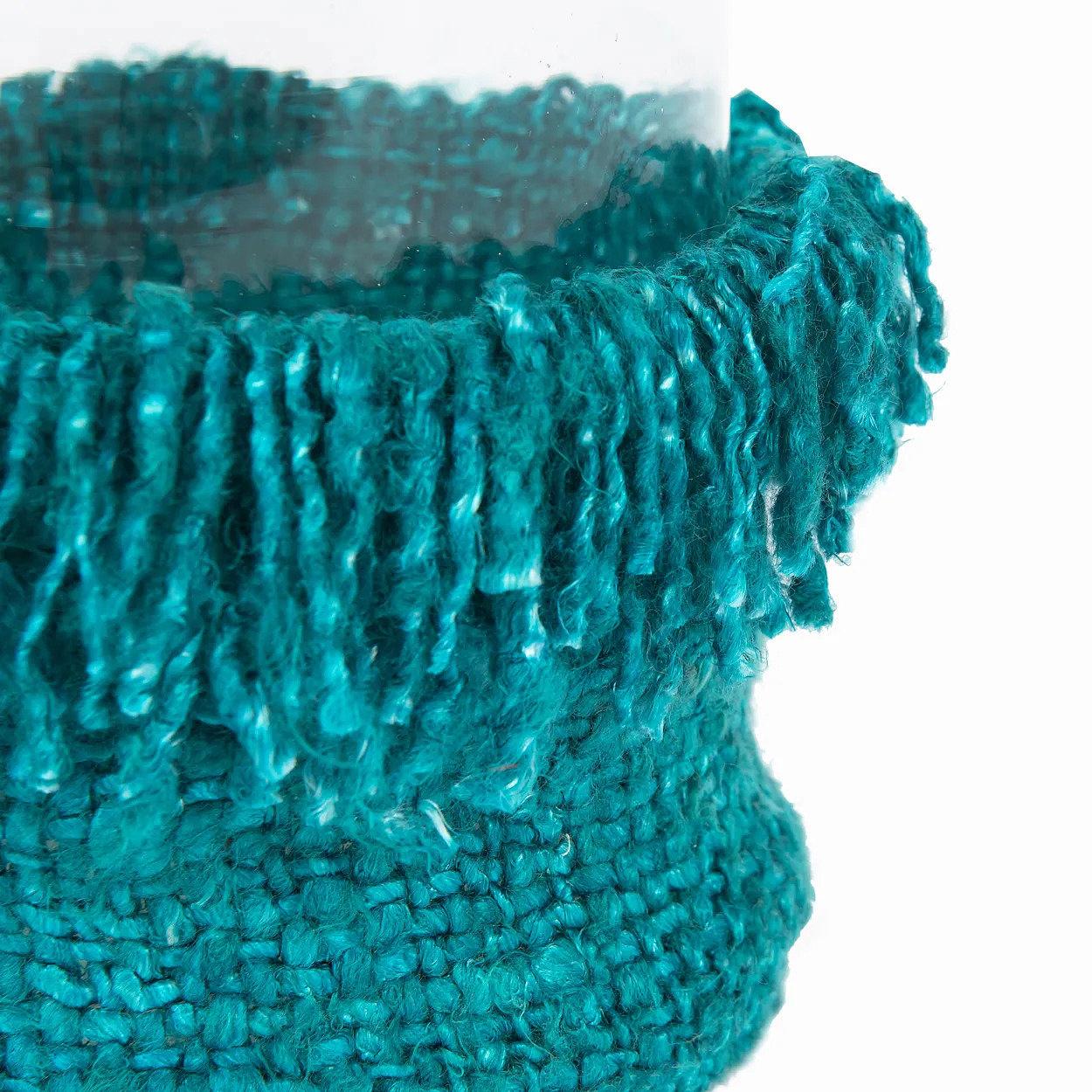 Windlicht XXL Glas Baumwolle Blau 1
