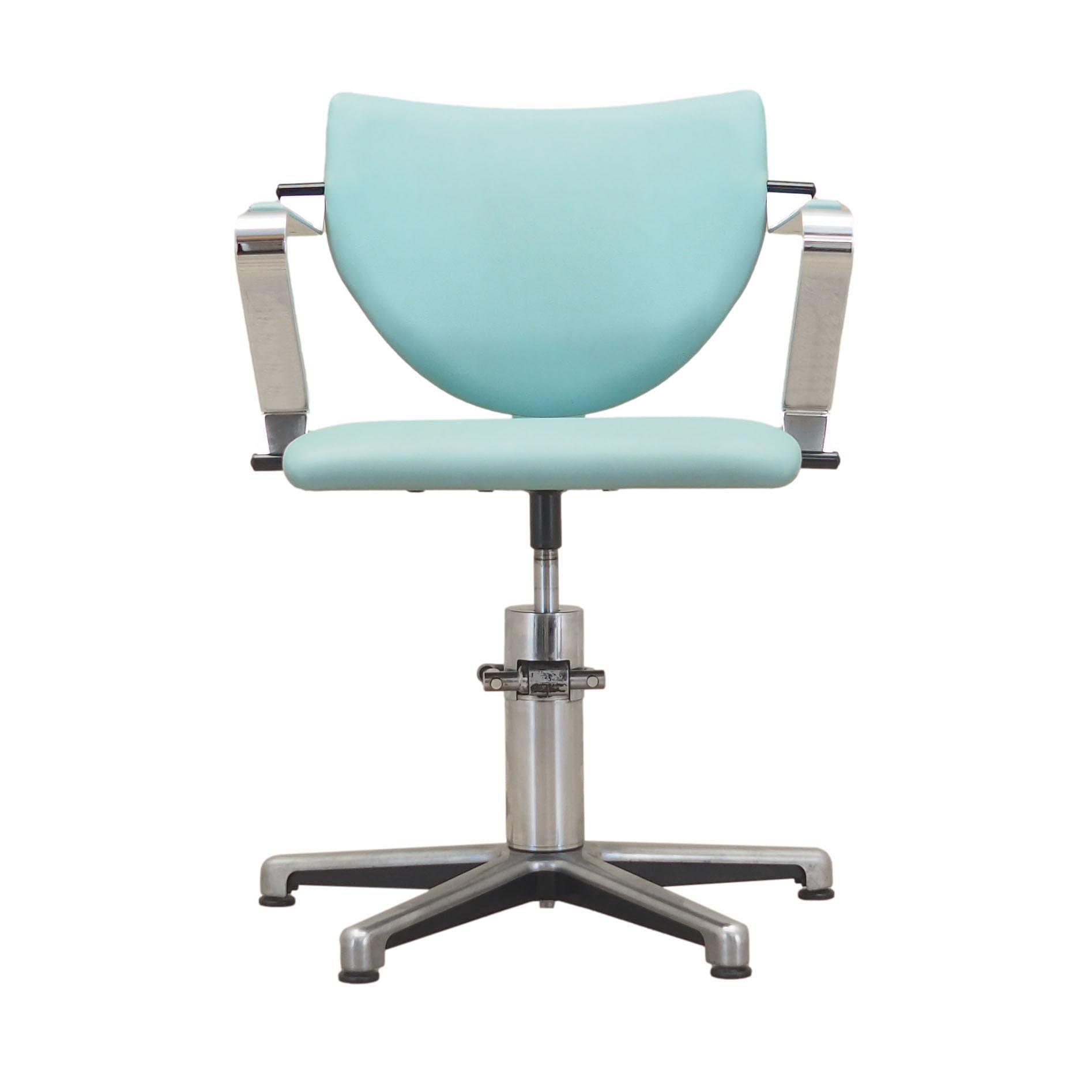 Barber chair Leather Blue 1980s 0
