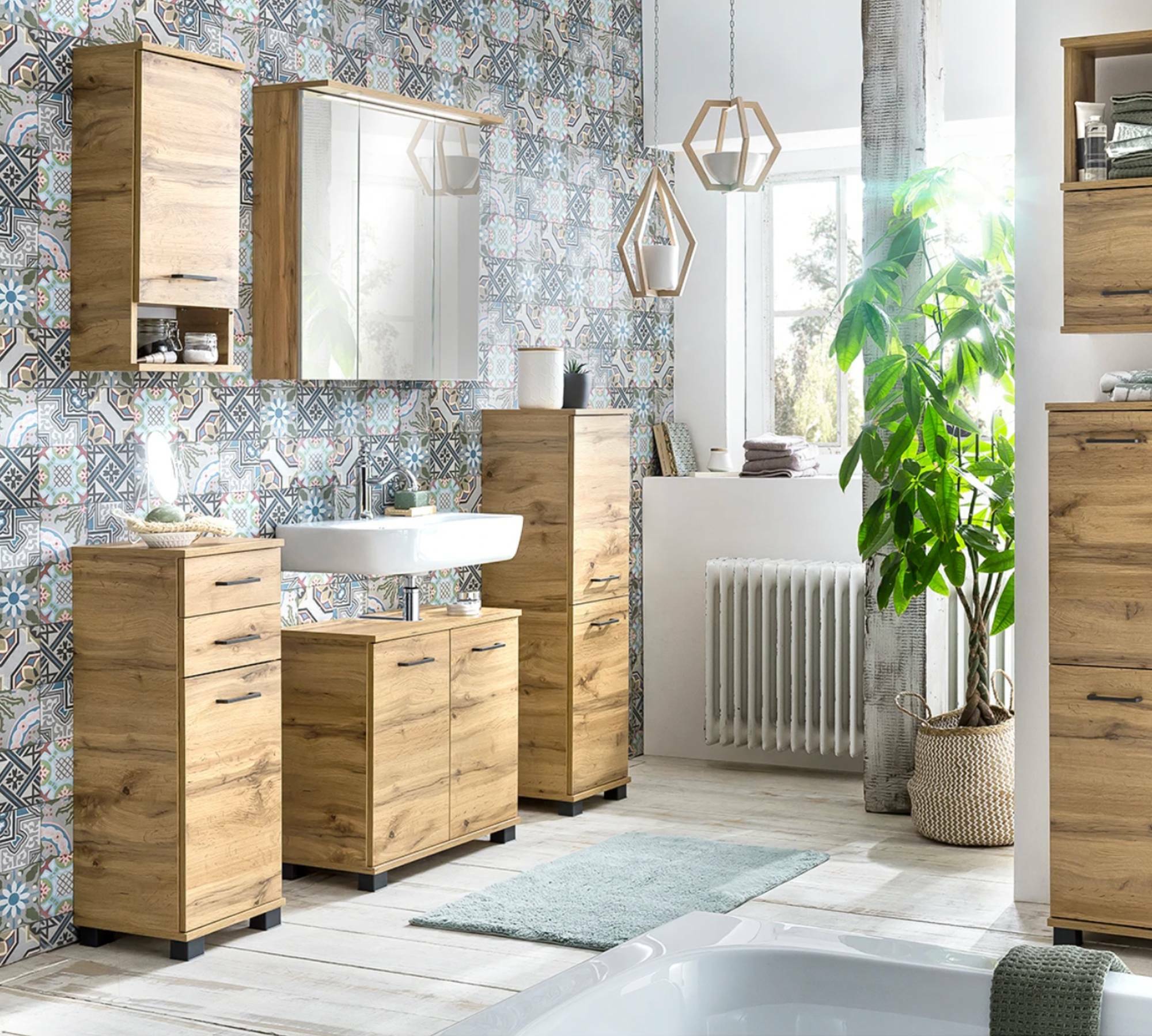 Wall Cabinet Oak Country House Decor Brown 4