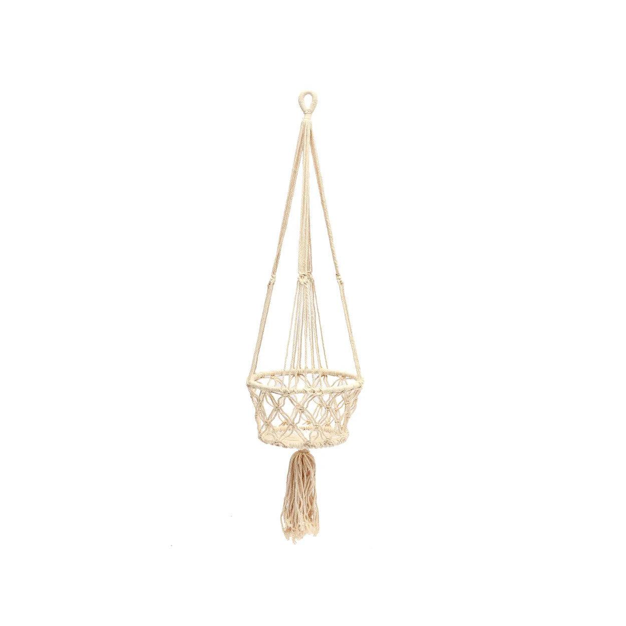 Makramee Pflanzenhalter Creme 0
