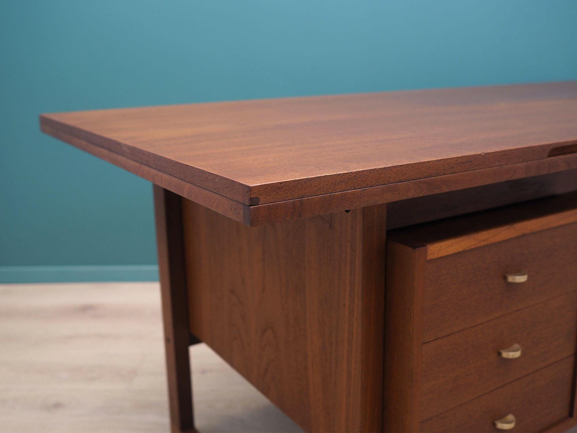 Vintage Schreibtisch Teakholz Braun 1970er Jahre 12