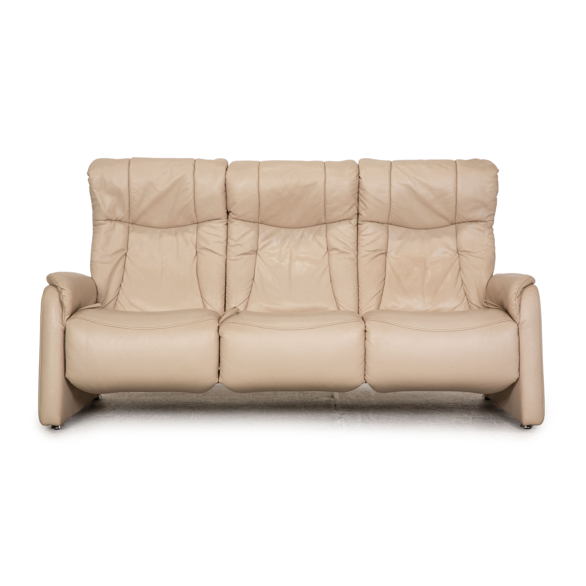 Cumuly Sofa 3-Sitzer mit Relaxfunktion Leder Creme 0