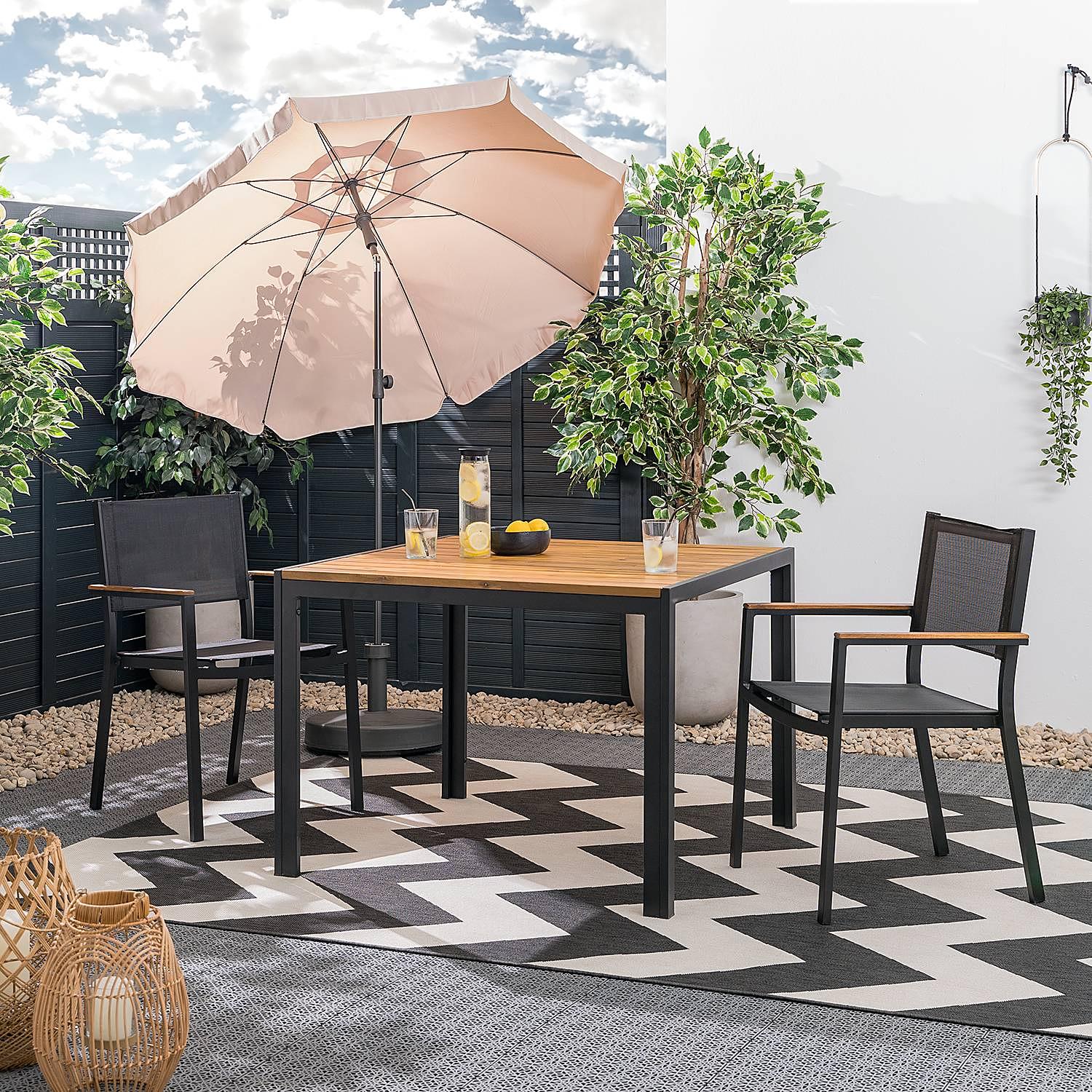 2x Gartenstuhl Daly mit Gitterstoff Schwarz 0