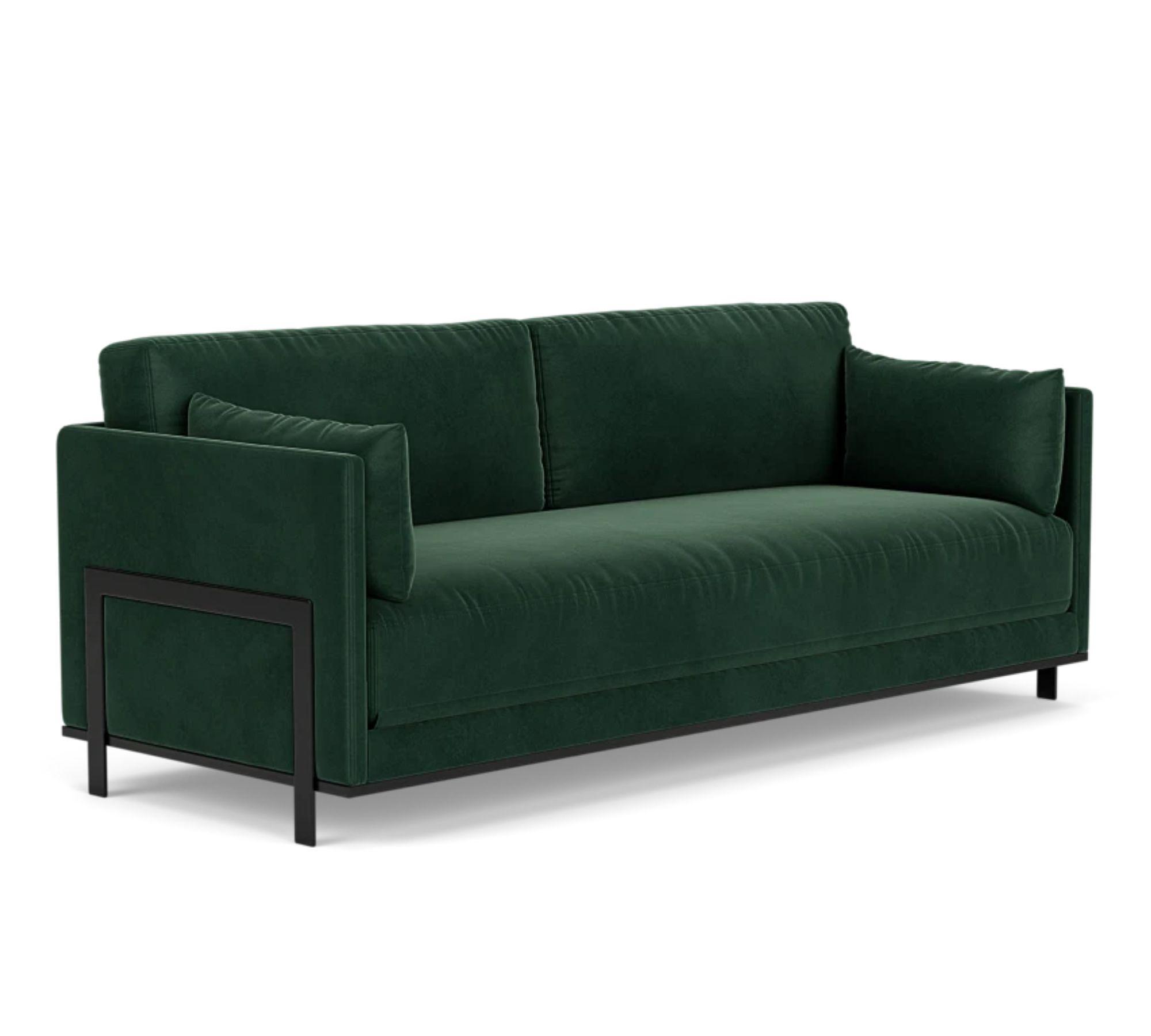 Chill by SLS Schlafsofa 3-Sitzer Velour Lux Dark Green 1