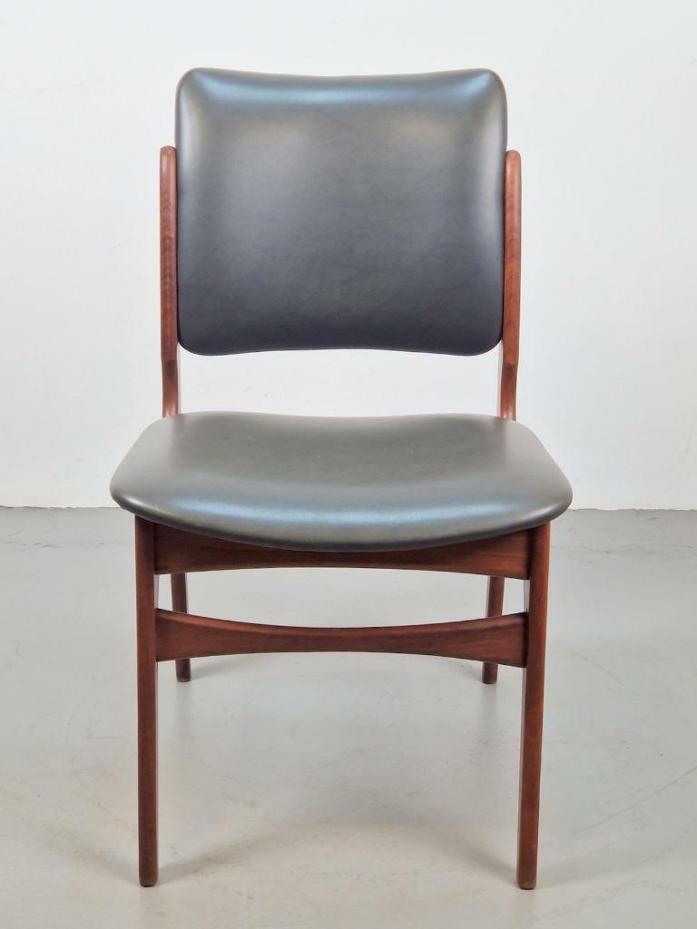 Vintage Stuhl Teakholz Skai Grau 1960er Jahre  1