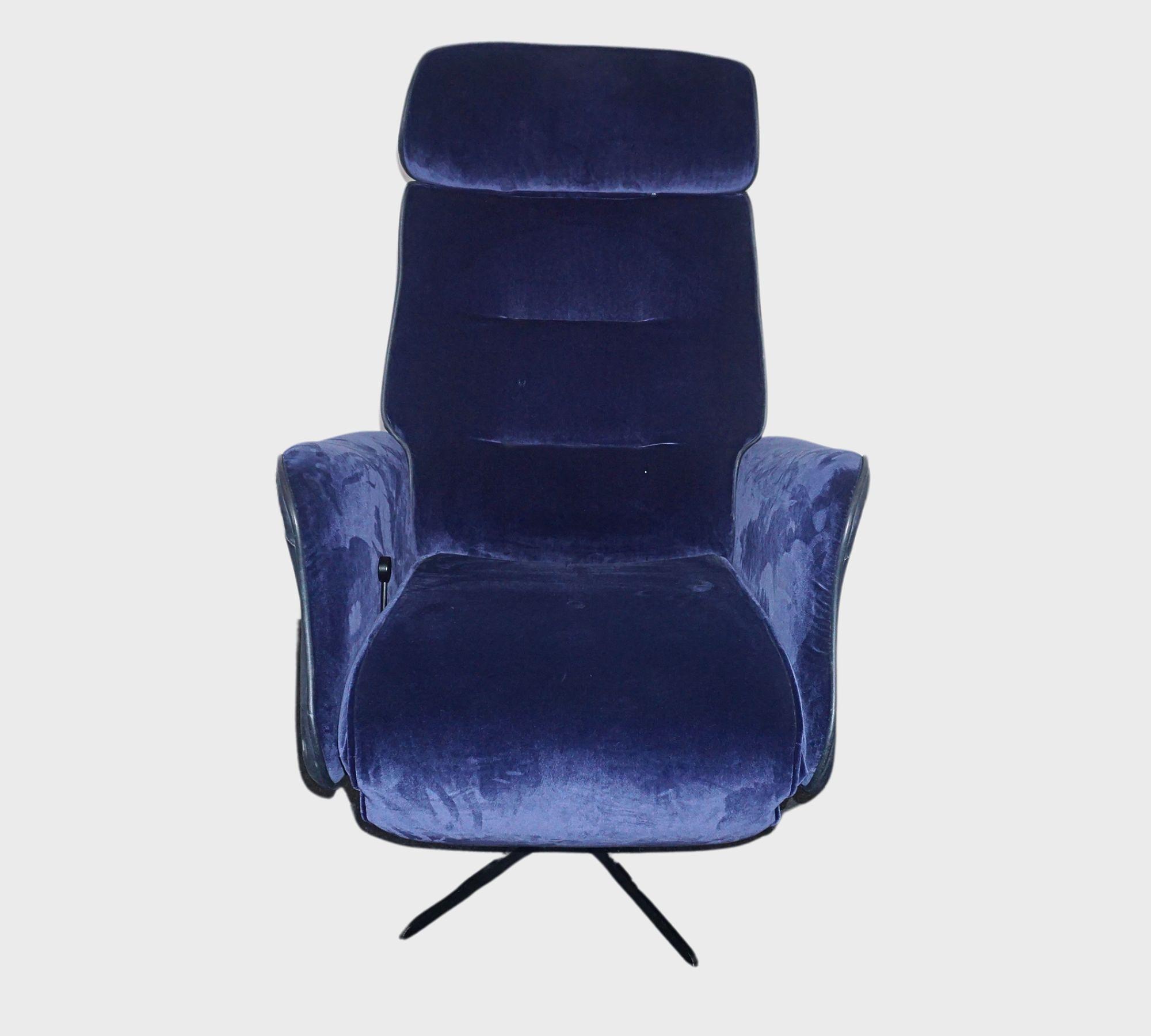 Fåret Sessel Samt Anilinleder Solemio Blau 5