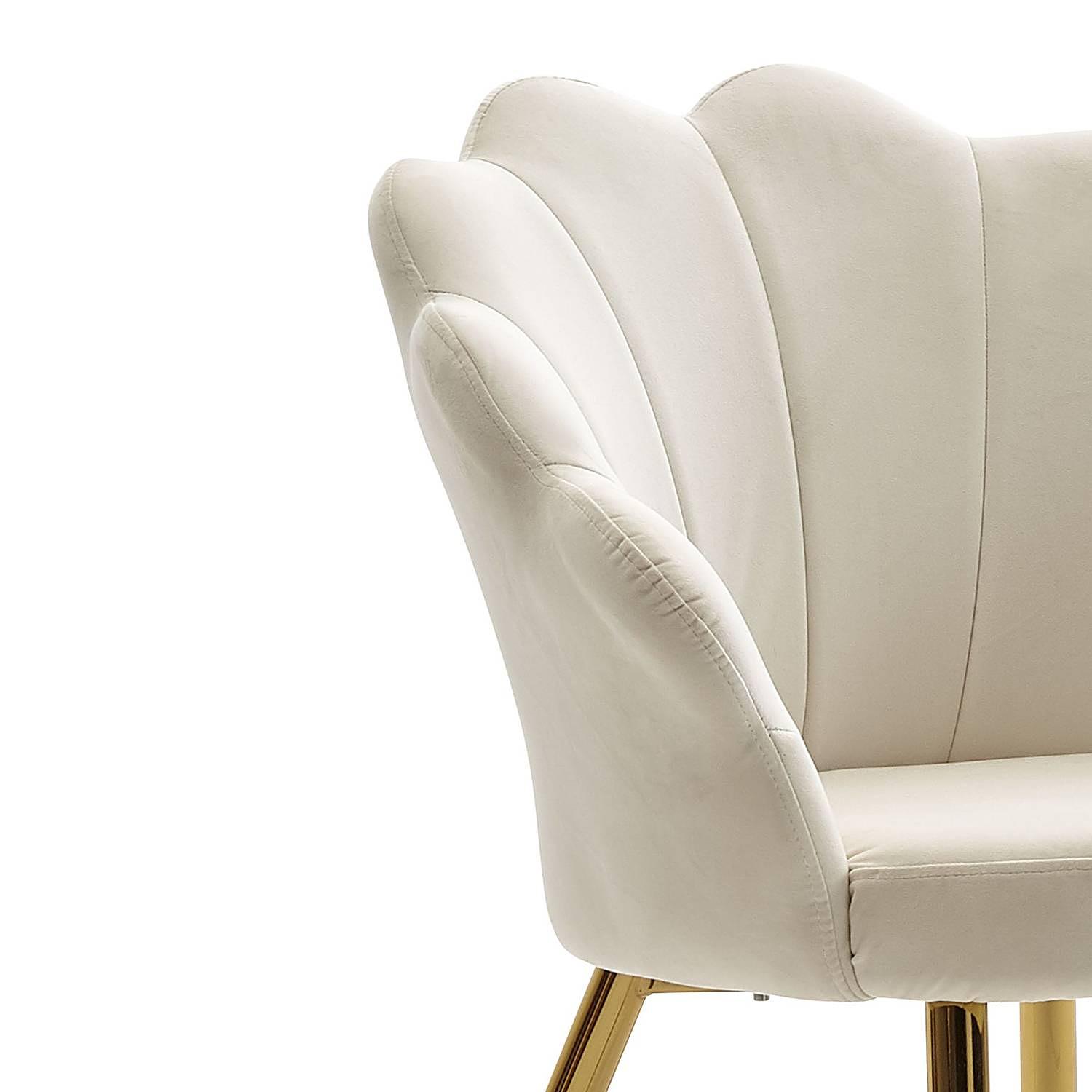 Esszimmerstuhl Pesawa Samt Eisen Wollweiß 3