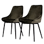 Upholstered chair Lex (set of 2) velvet / iron black brown-grey 0