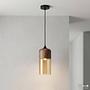 1-Light Kavon Pendant Light Cylindrical Shape Colored Glass Iron 4