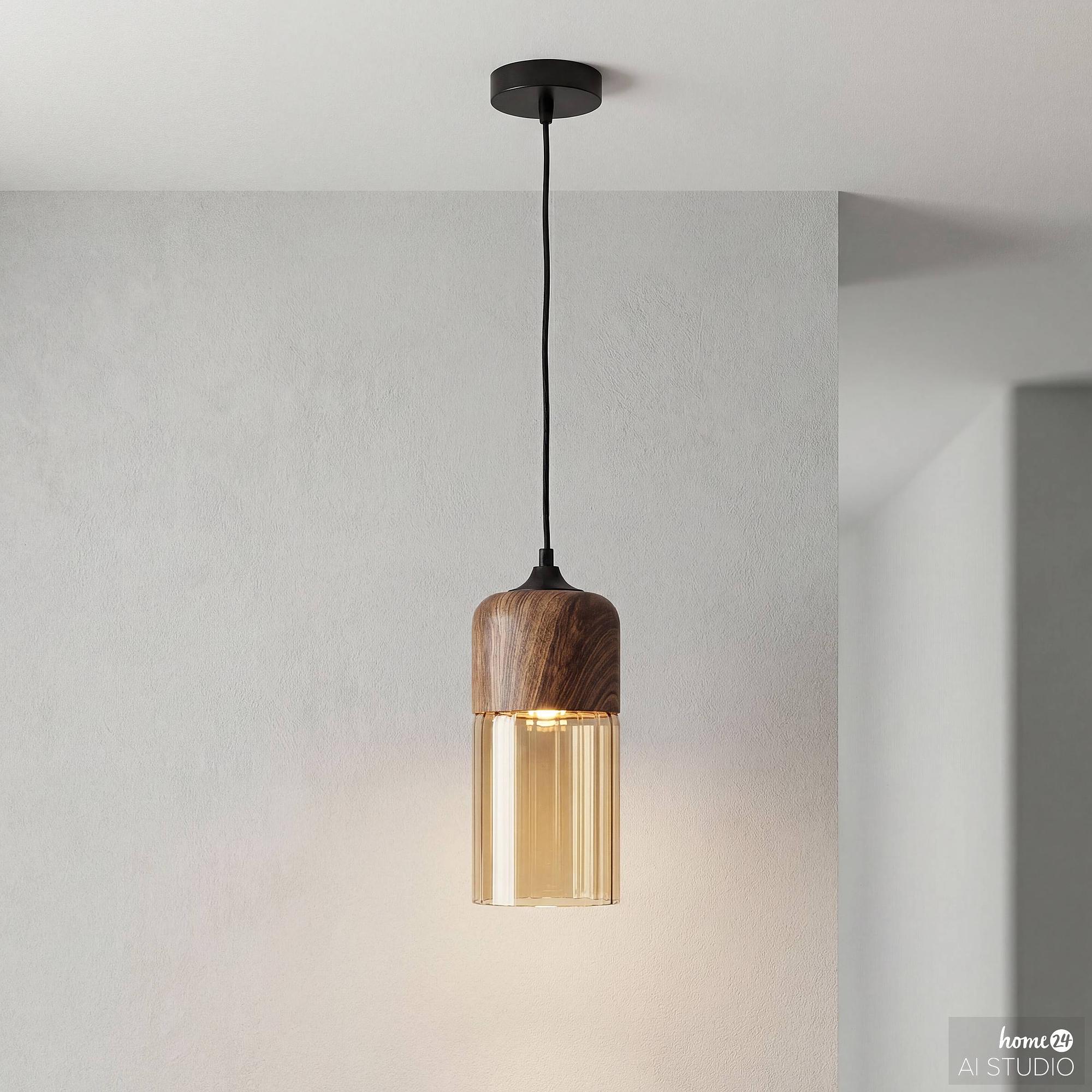 1-Light Kavon Pendant Light Cylindrical Shape Colored Glass Iron 4