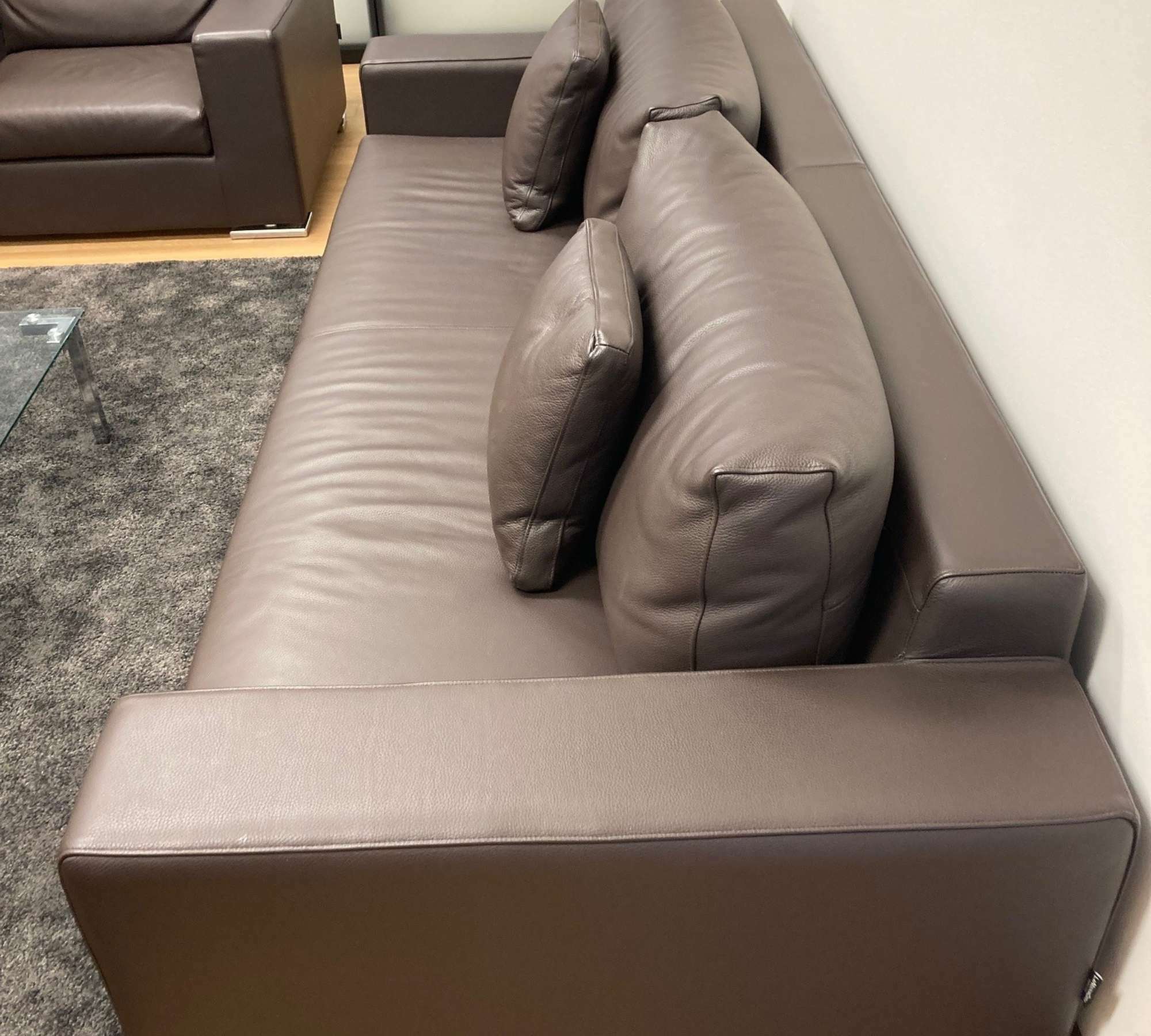 6-tlg. Sofa Lounge Set Leder Braun  2
